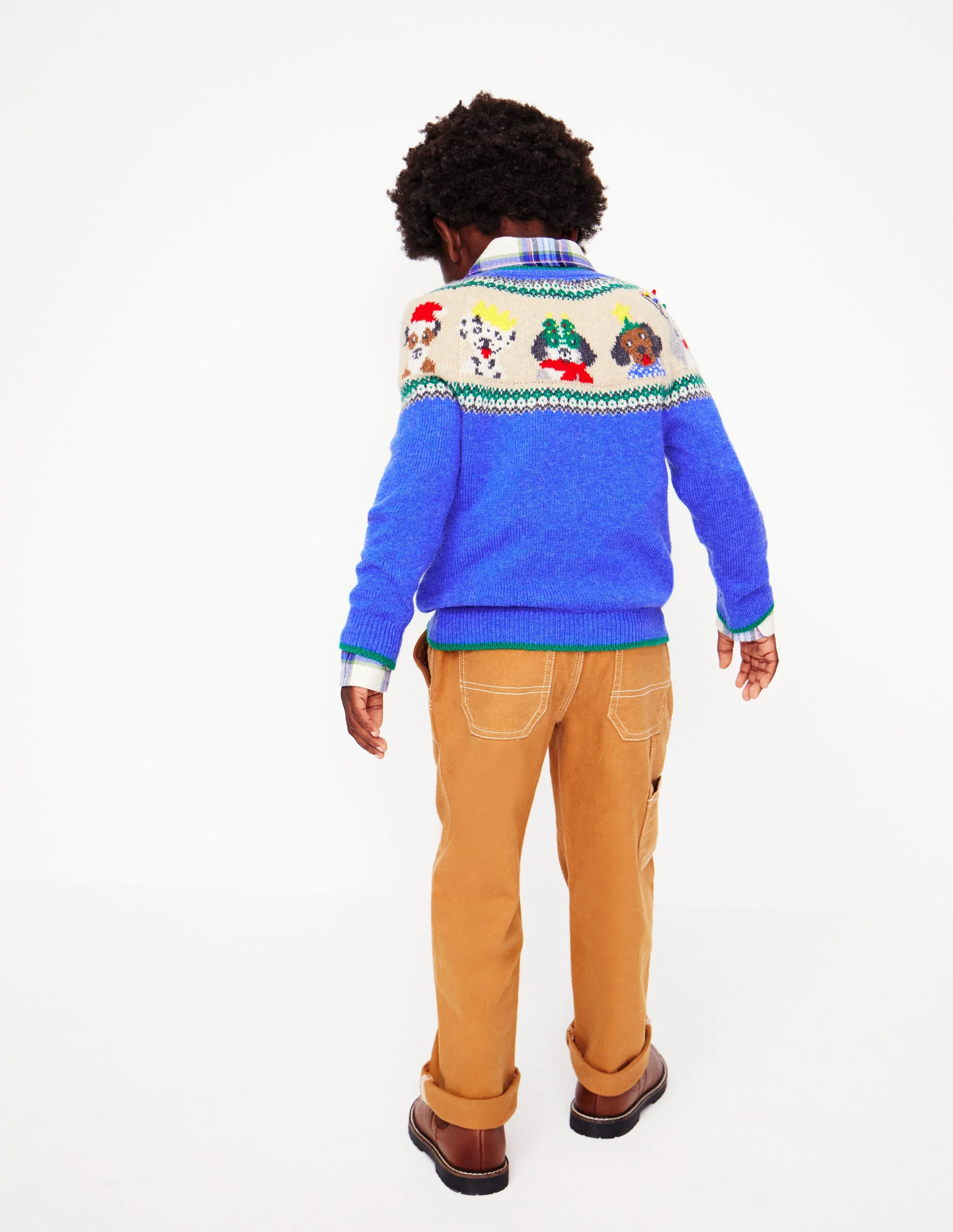 Fair Isle Sweater-Greek Blue Festive Dogs - Image 2