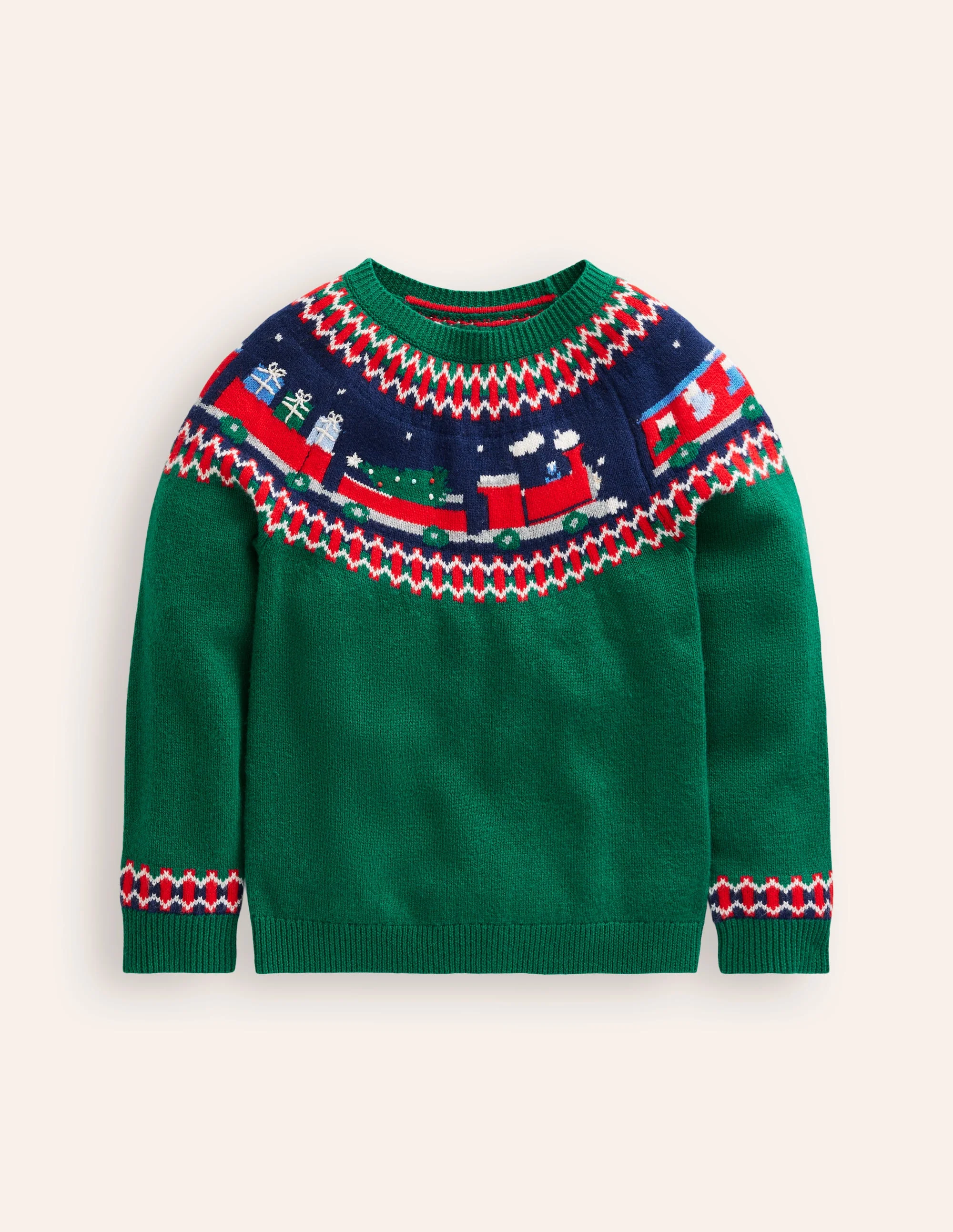 Fair Isle Sweater-Jewel Green Train - Image 3