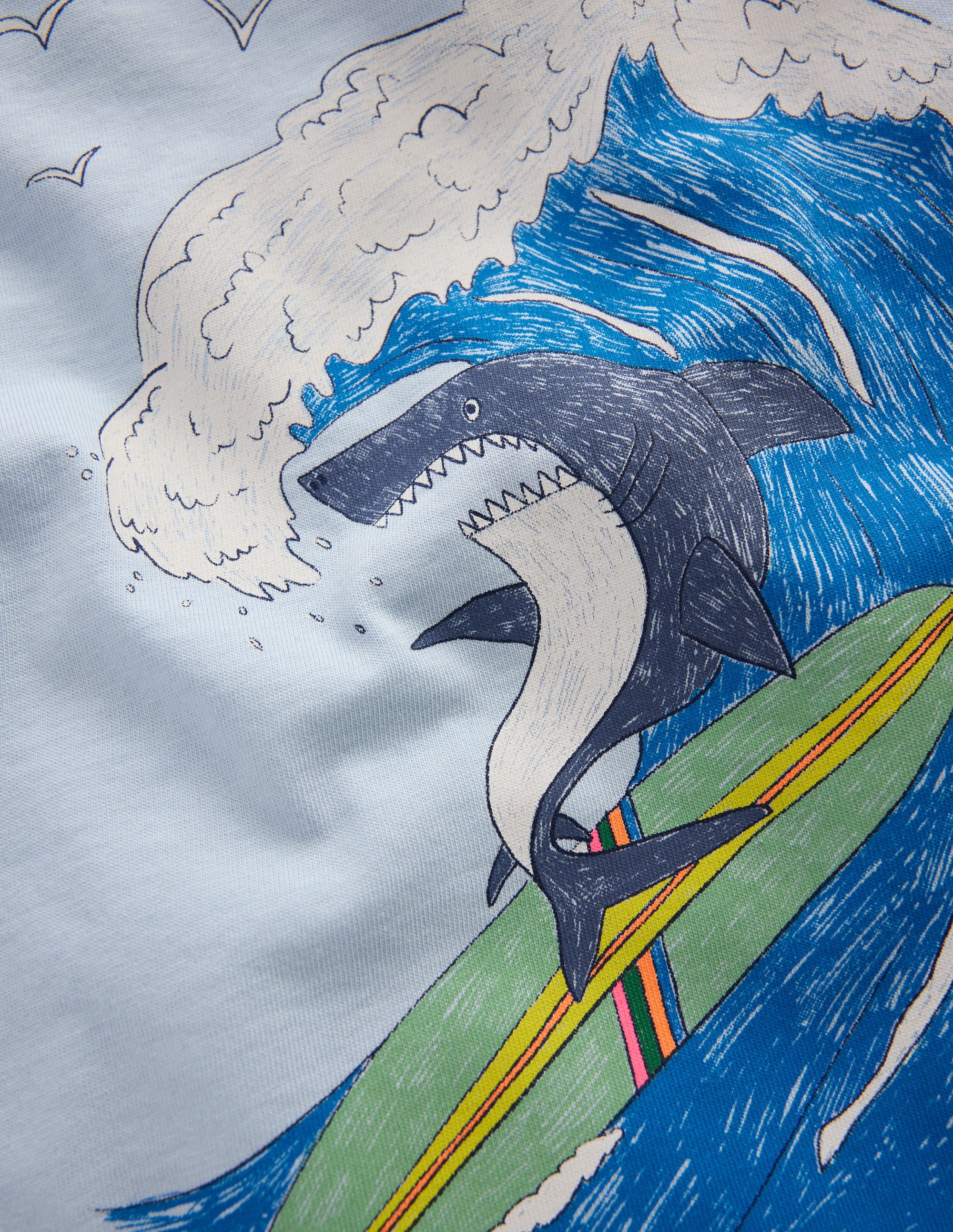 Front & Back Graphic T-shirt-Niagra Mist Surfing Shark - Image 3