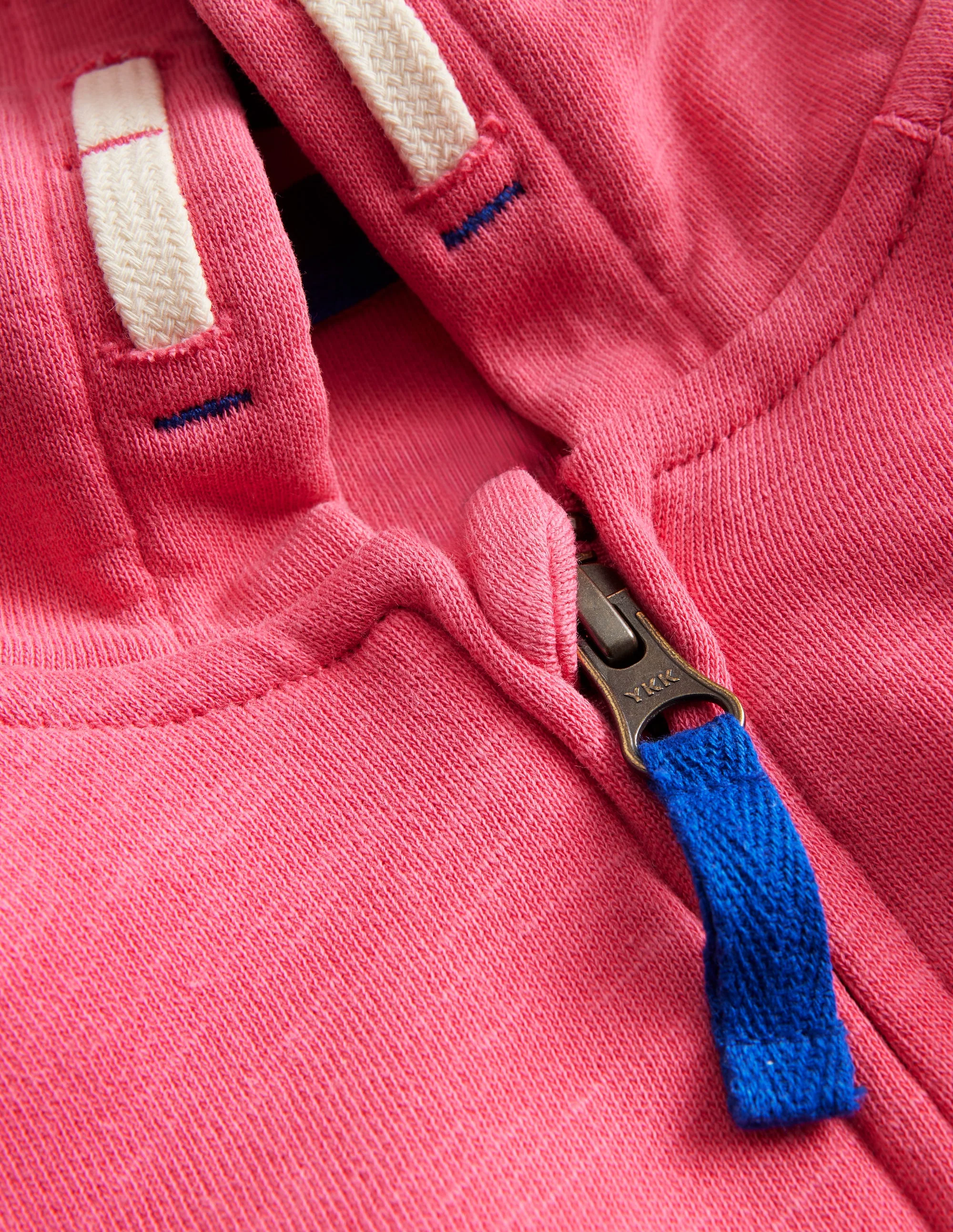 Garment Dye Zip-Through Hoodie-Rose Pink - Image 3