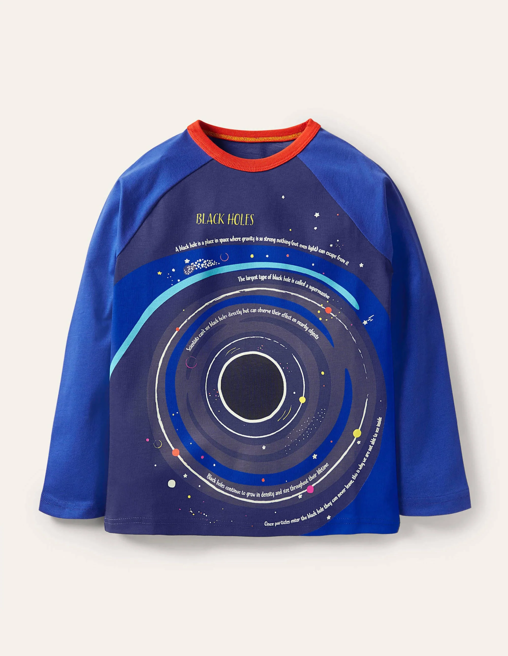 Glowing Space Raglan T-shirt-Starboard Blue/Navy Black Hole