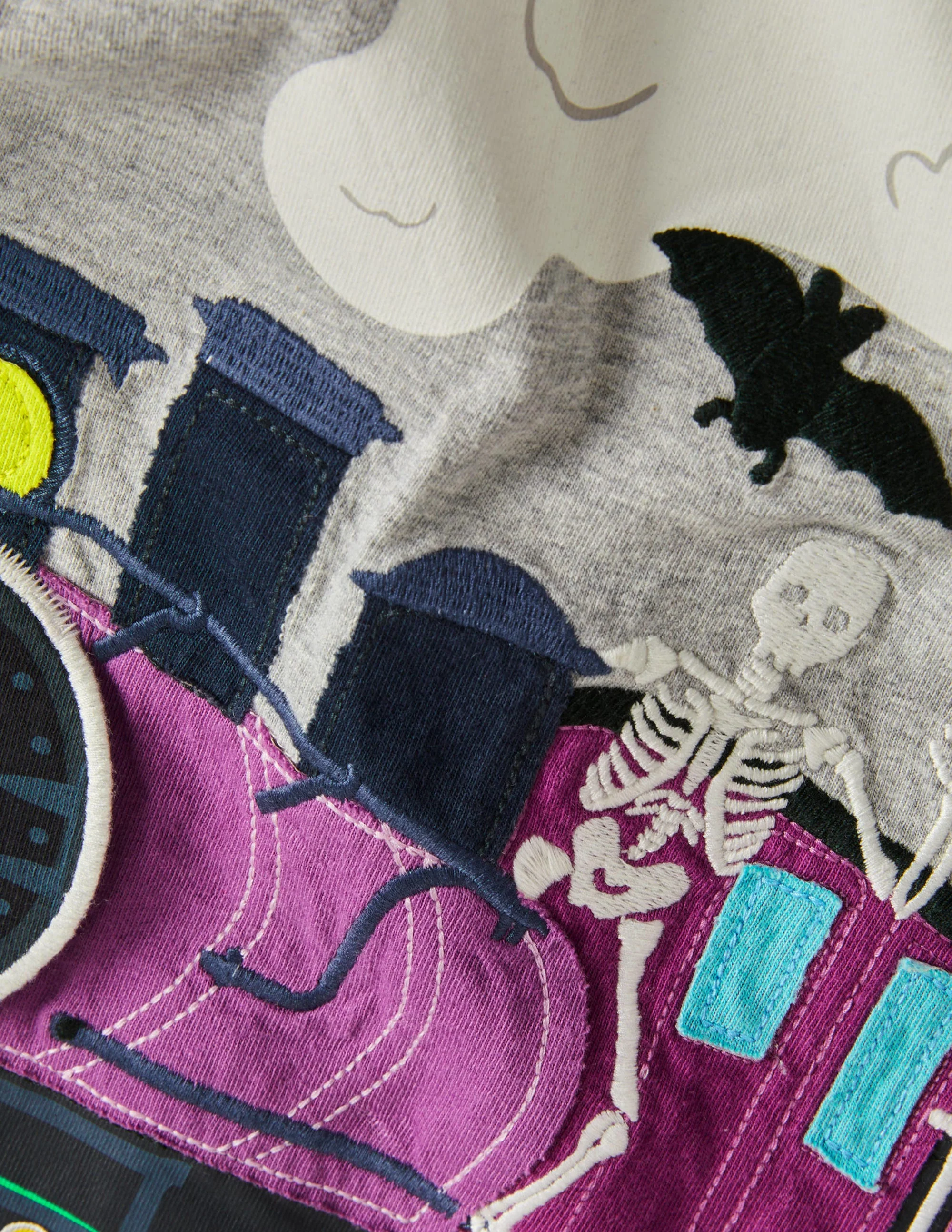 Halloween Flap T-shirt-Marl Grey Ghost Train - Image 3