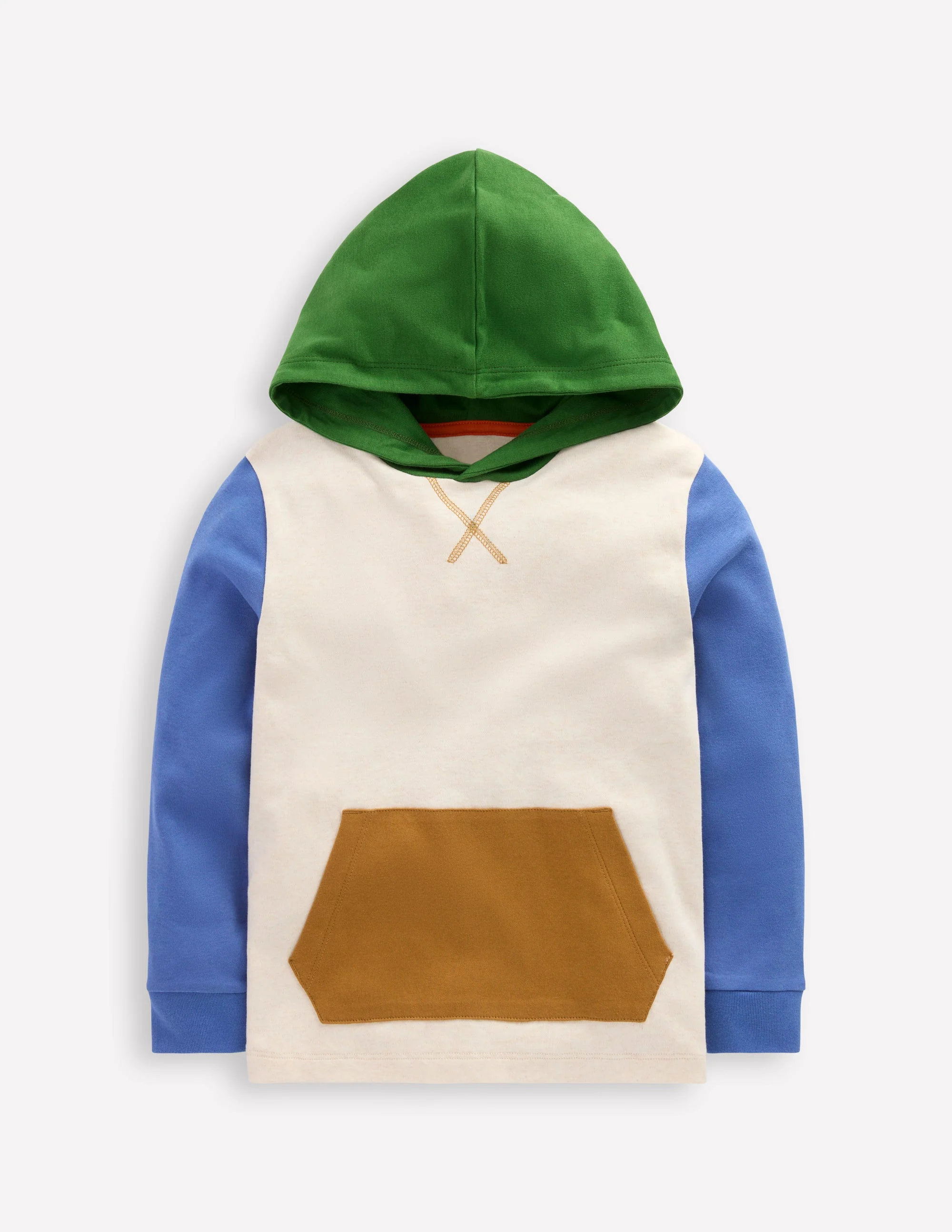 Hooded Mid-weight T-shirt-Oatmeal Marl/ Blue River - Image 4