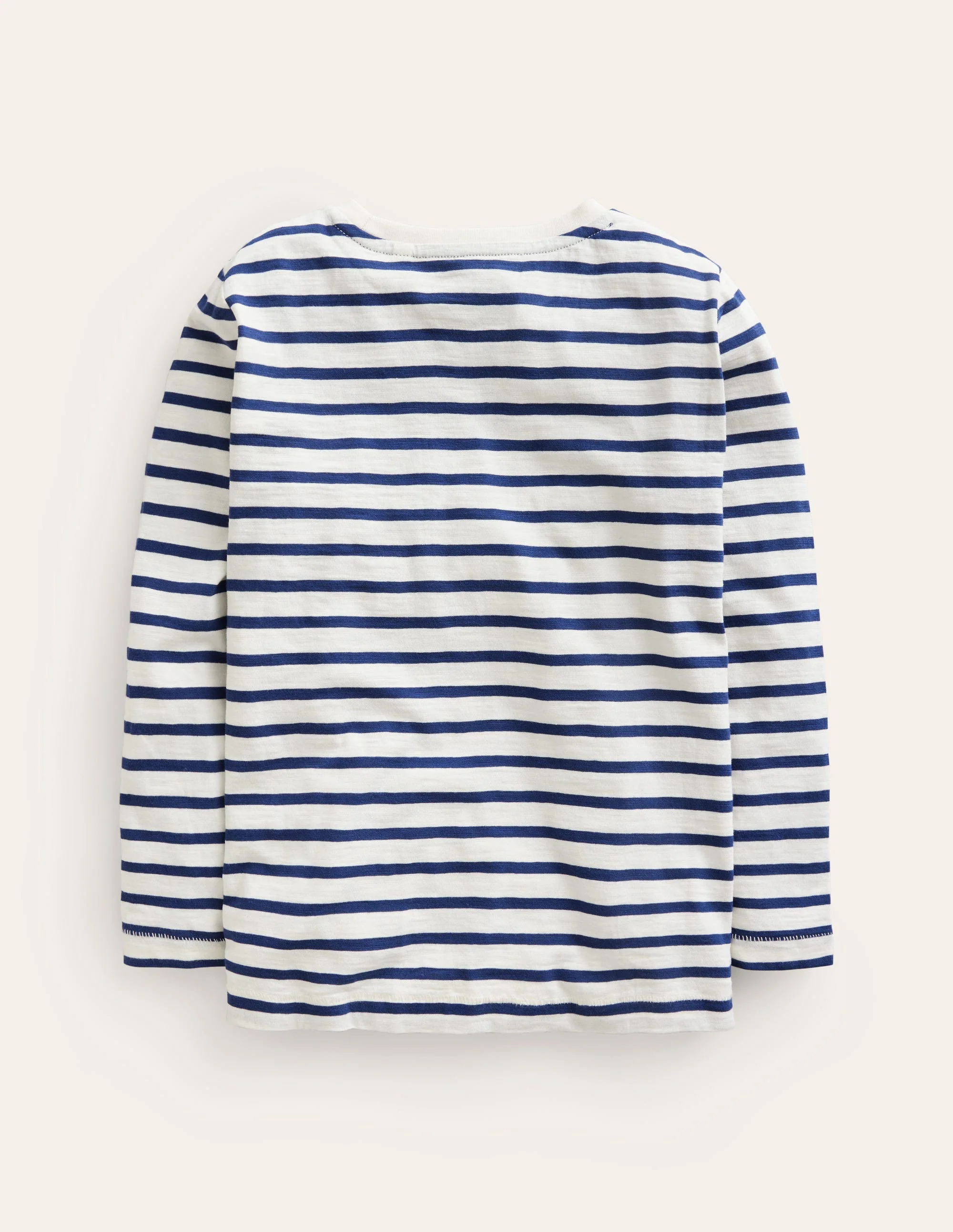 Long-sleeved Washed T-shirt-Ivory/College Navy - Image 2