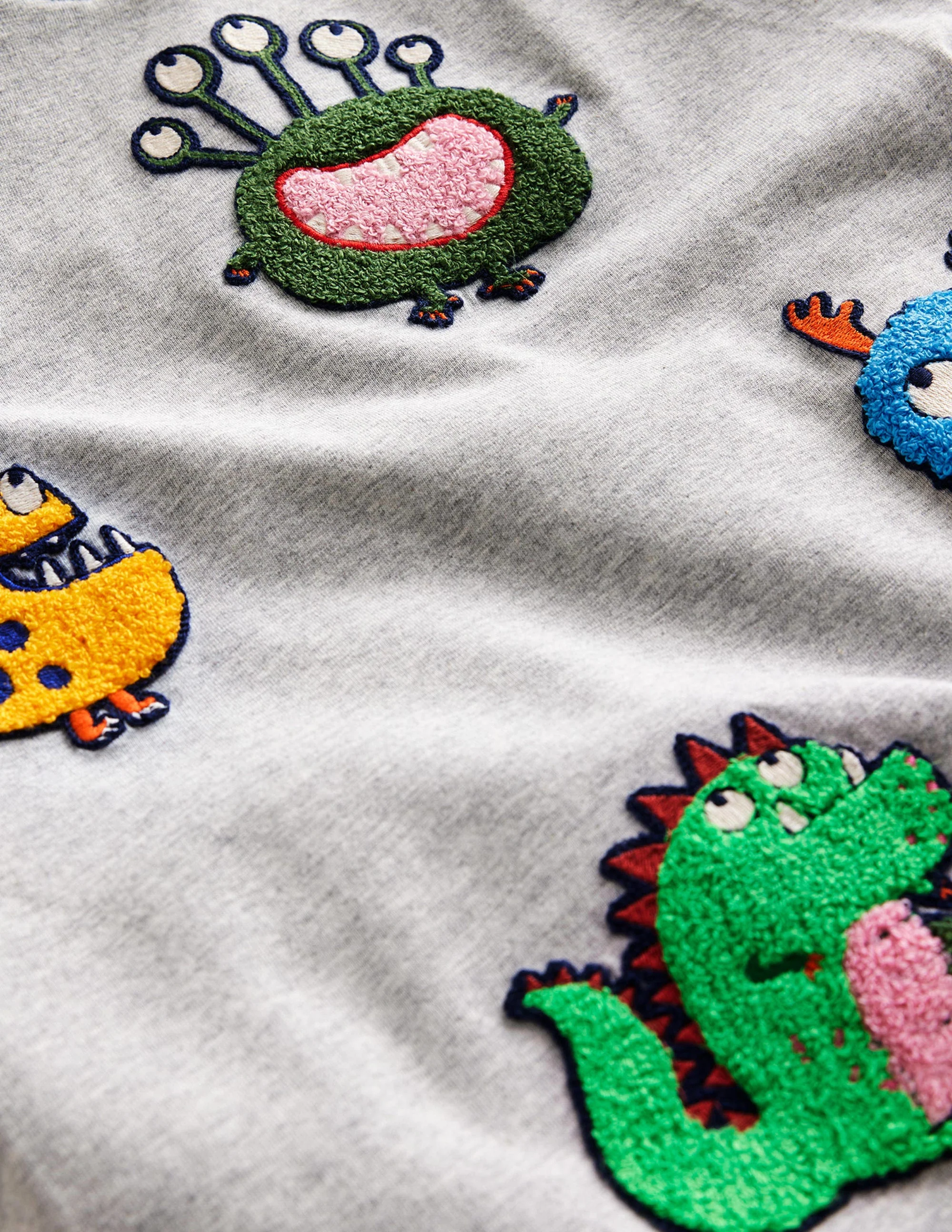 Monster Patches T-Shirt-Grey Marl Monster - Image 3