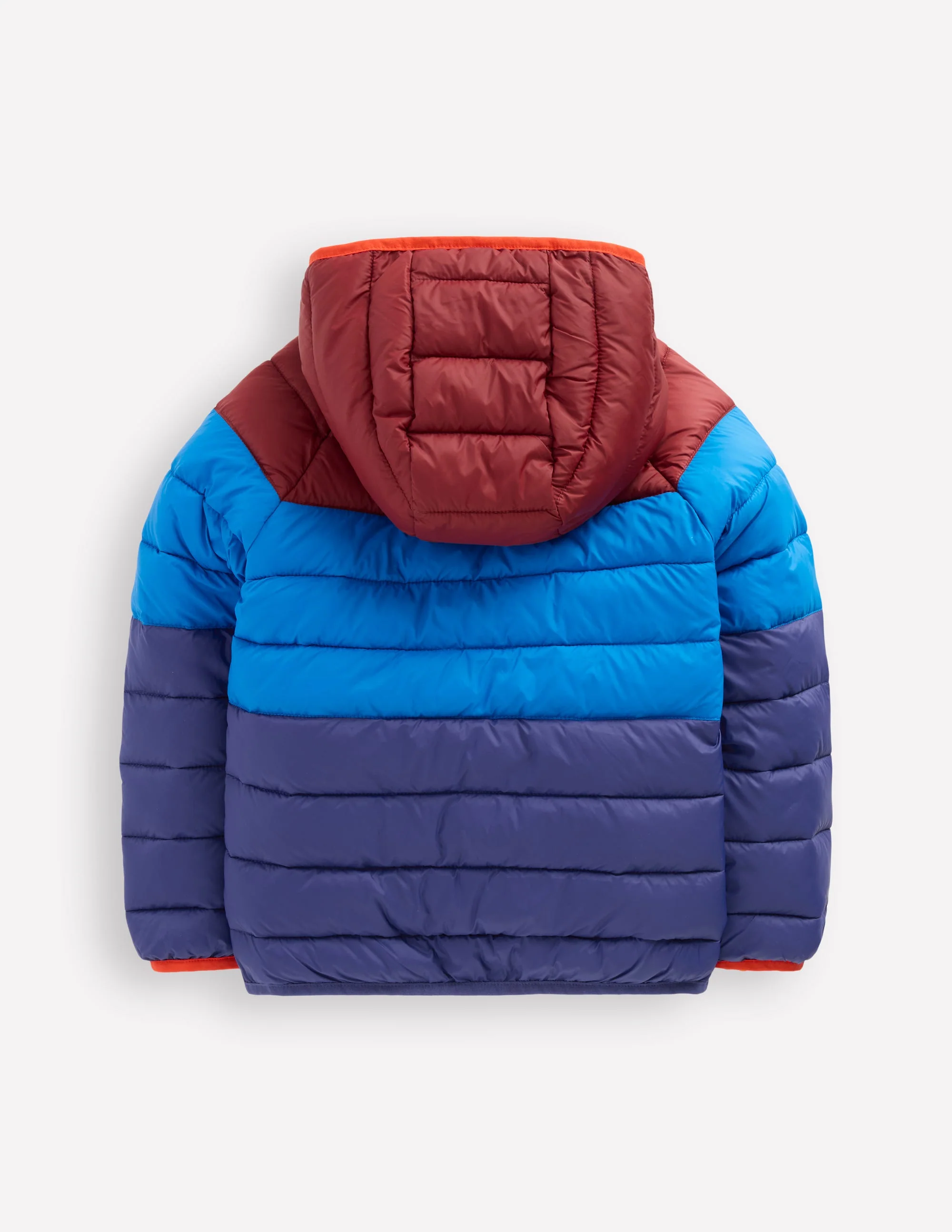 Pack-away Padded Jacket-Blue Colour Block - Image 2