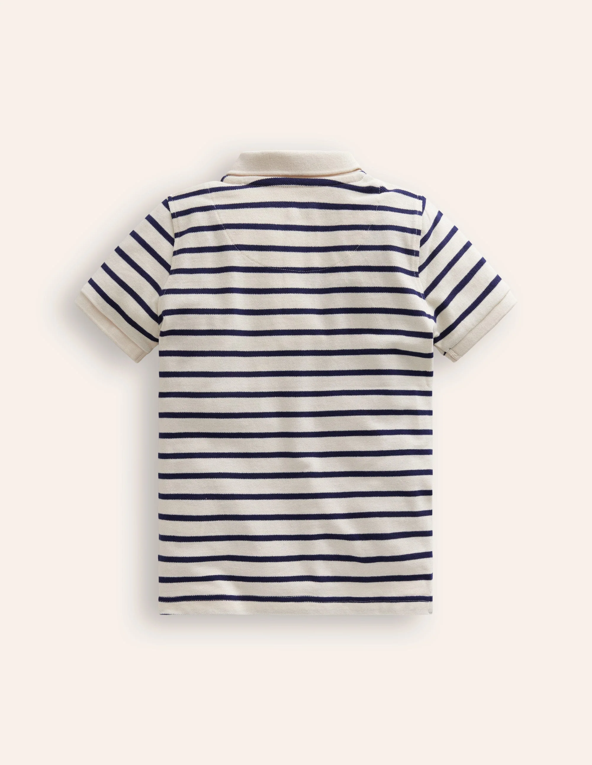 Piqué Polo Shirt-Ivory/College Navy - Image 2