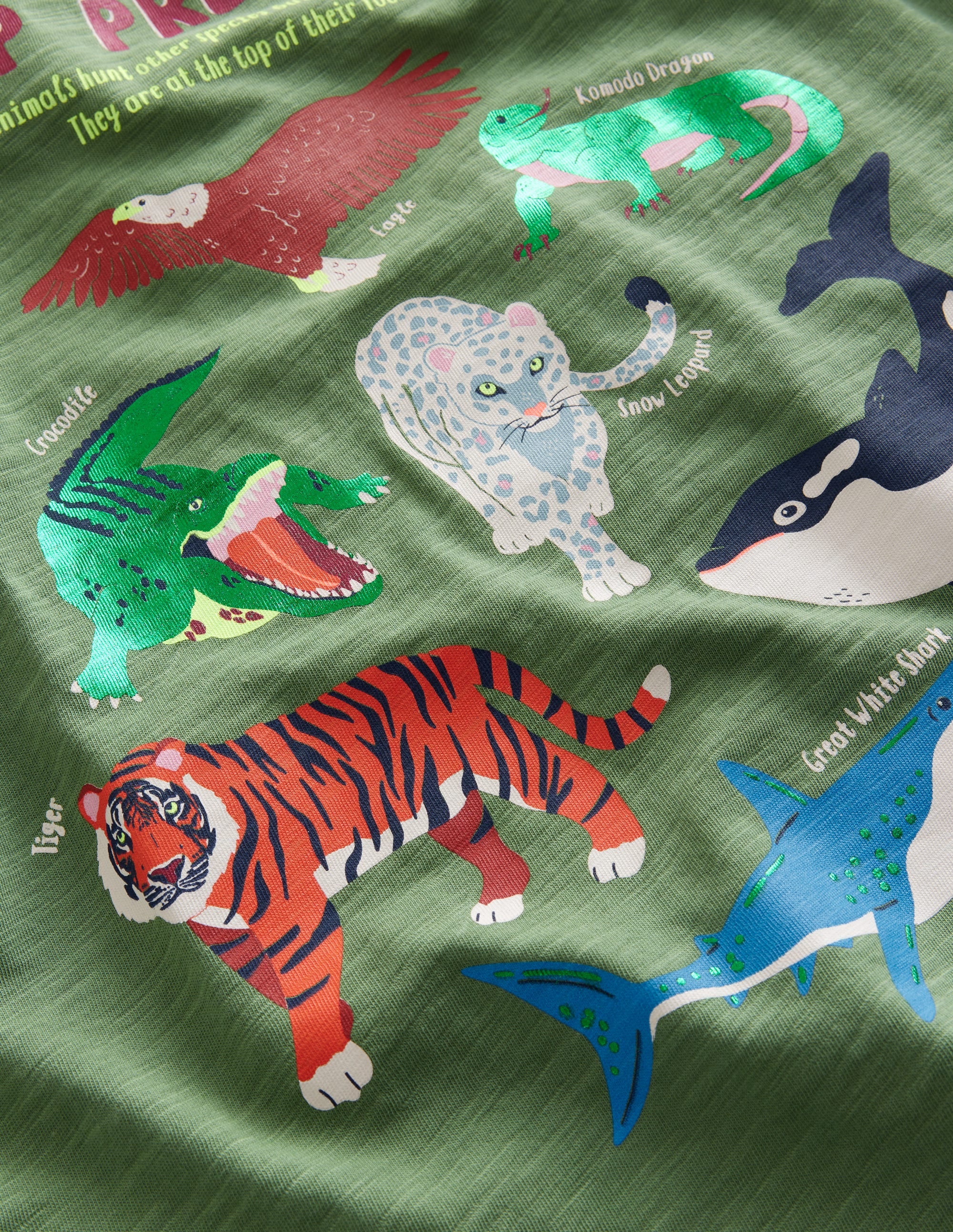 Printed Educational T-shirt-Classic Khaki Animals - Image 3