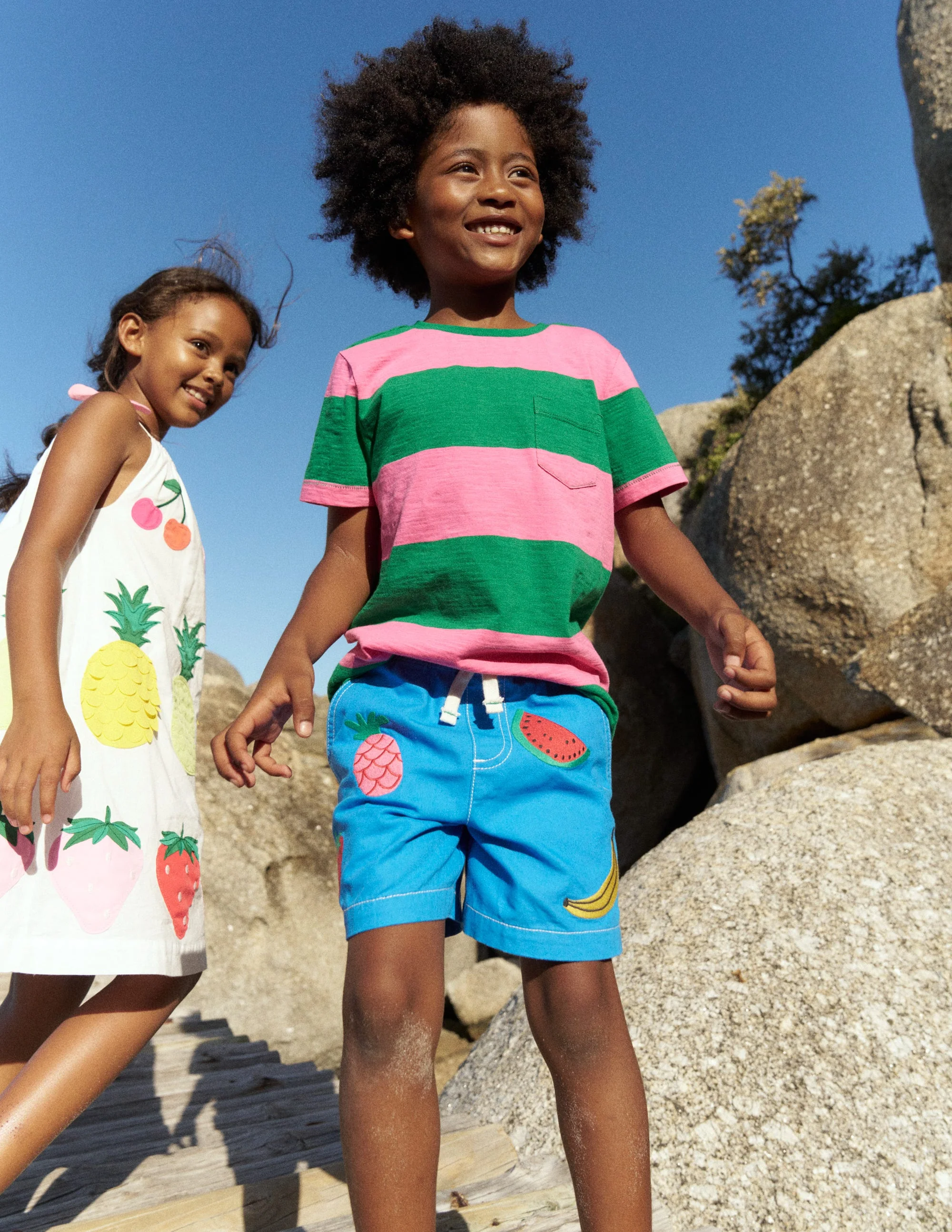Pull-On Cotton Shorts-Fruit Embroidery - Image 4