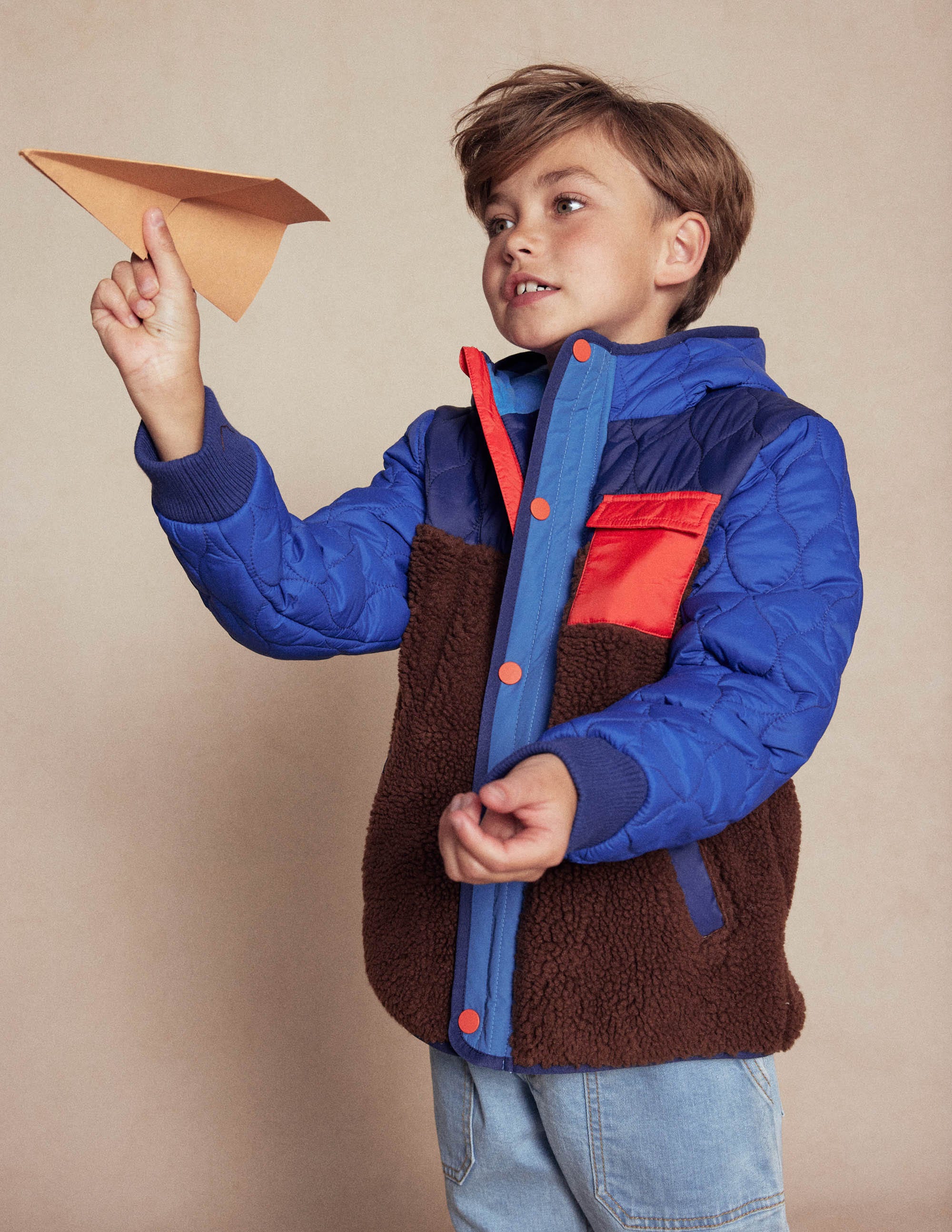 Quilted Borg Jacket-Dark Colourblock - Image 6