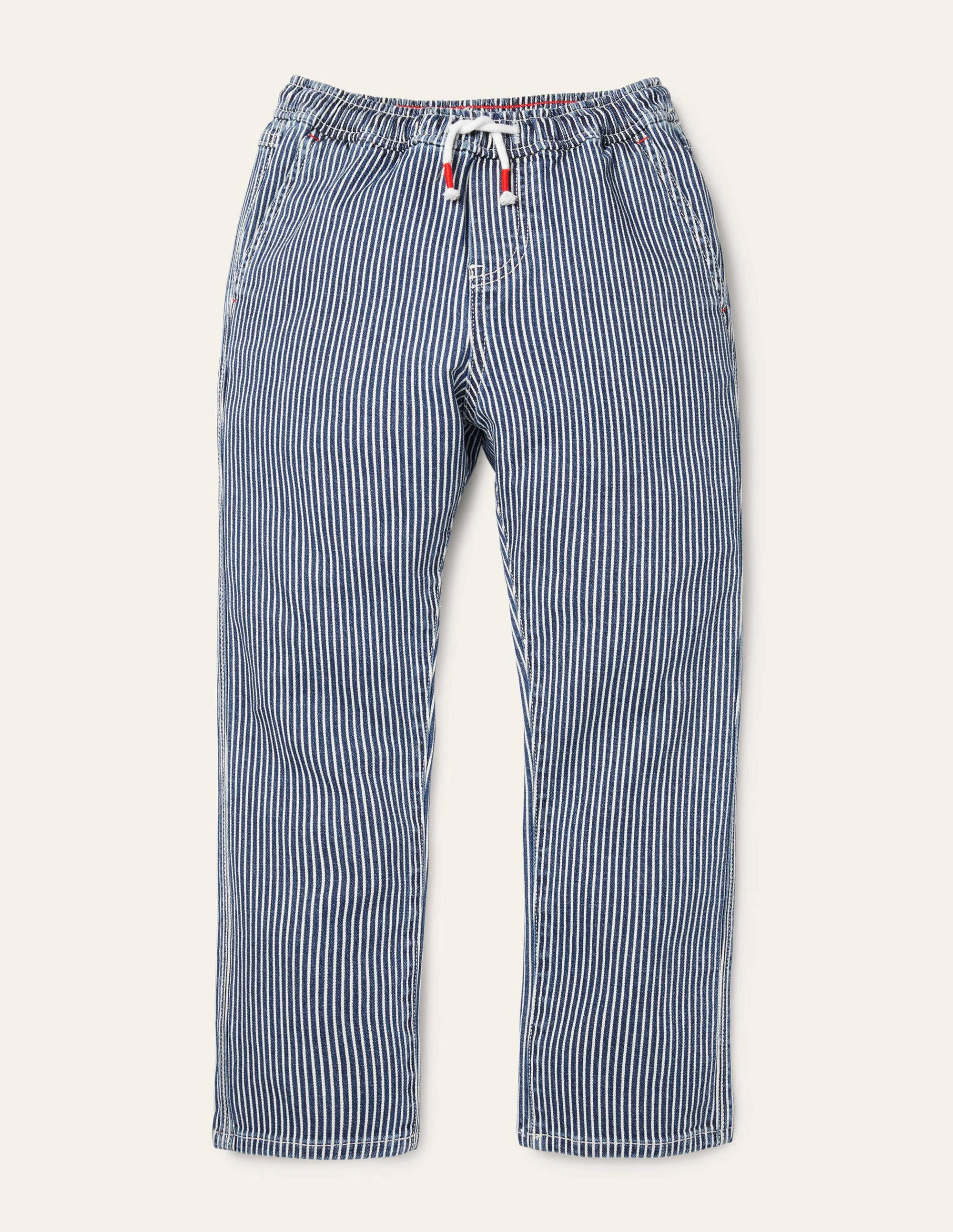 Relaxed Slim Pull-on Pants-Indigo Navy Ticking