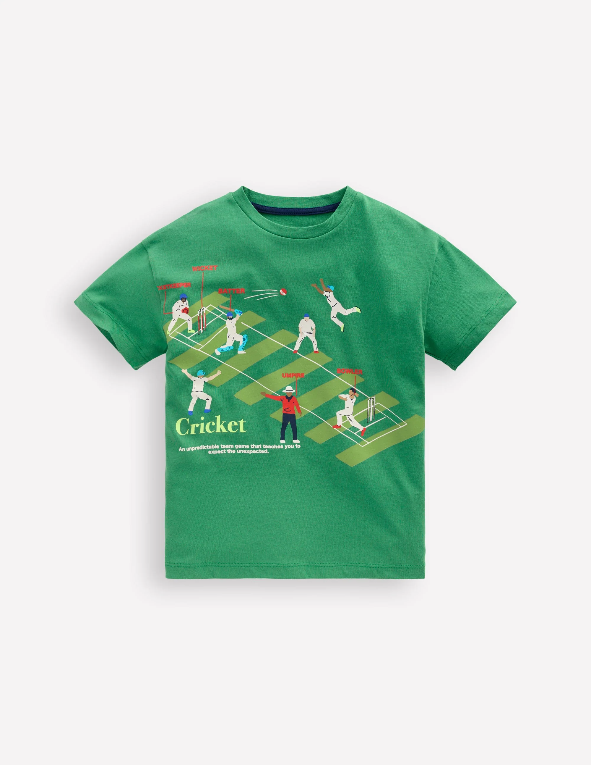 Relaxed Sport Graphic T-shirt-Rich Emerald Cricket
