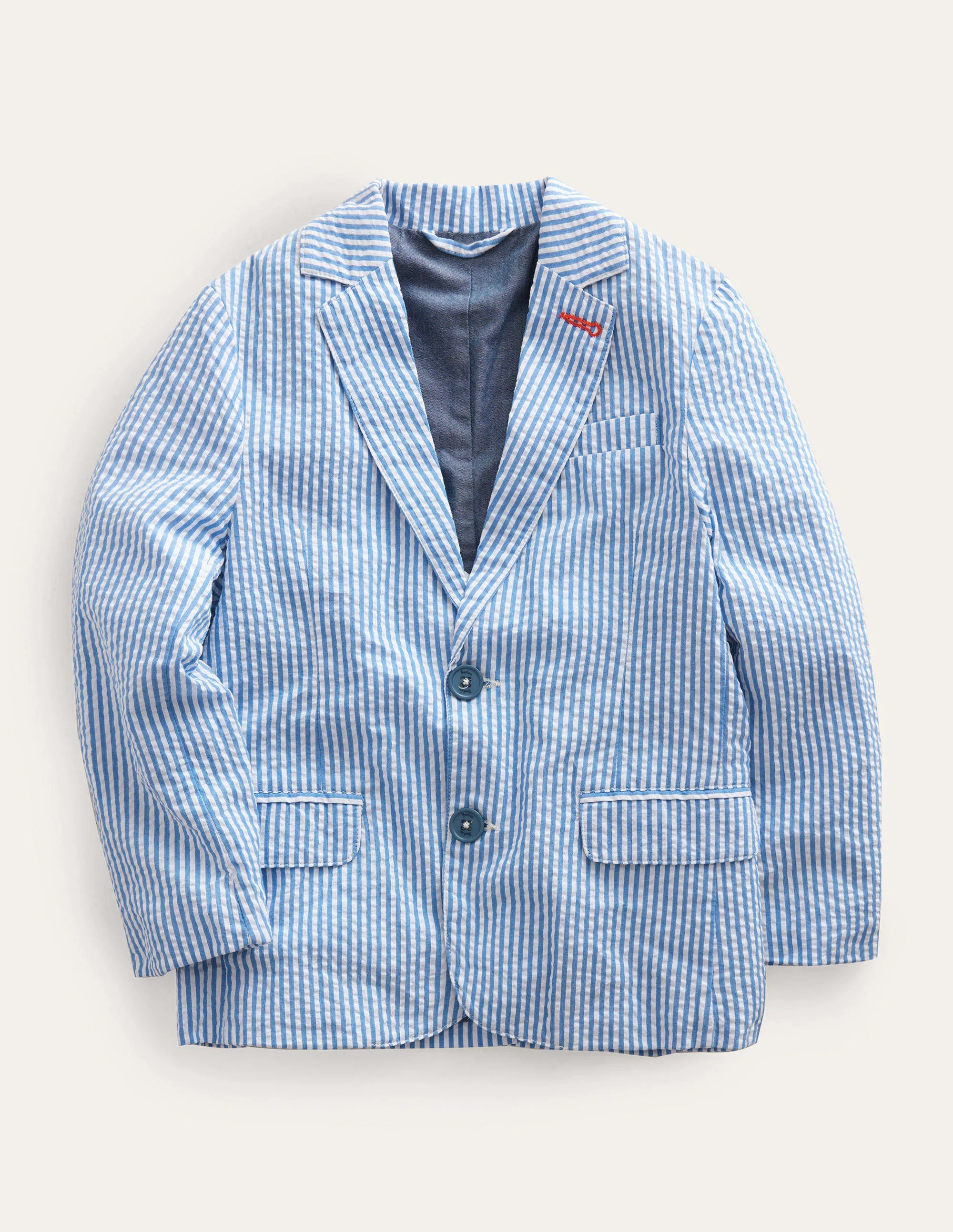 Seersucker Blazer-Vintage Blue / Ivory Stripe