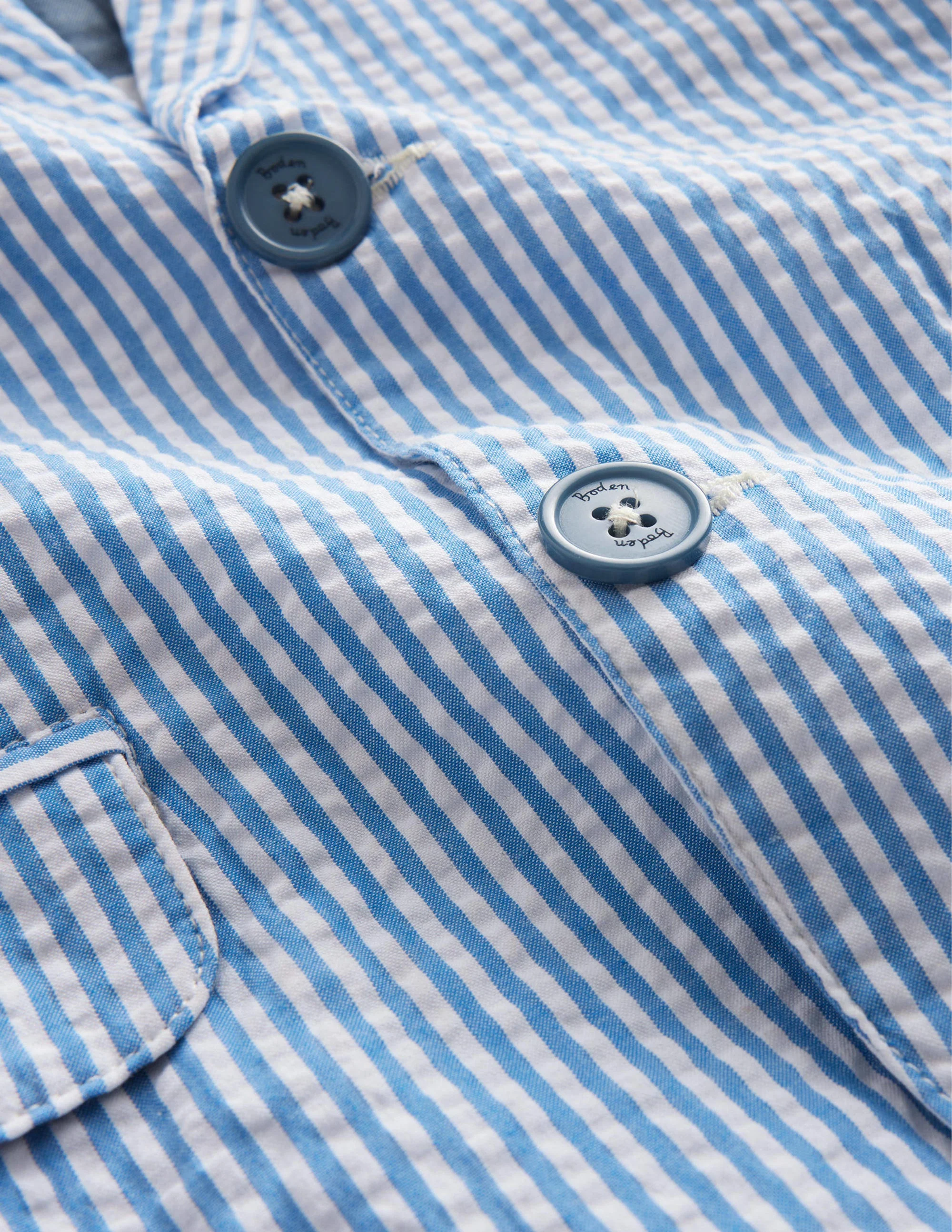 Seersucker Blazer-Vintage Blue / Ivory Stripe - Image 3