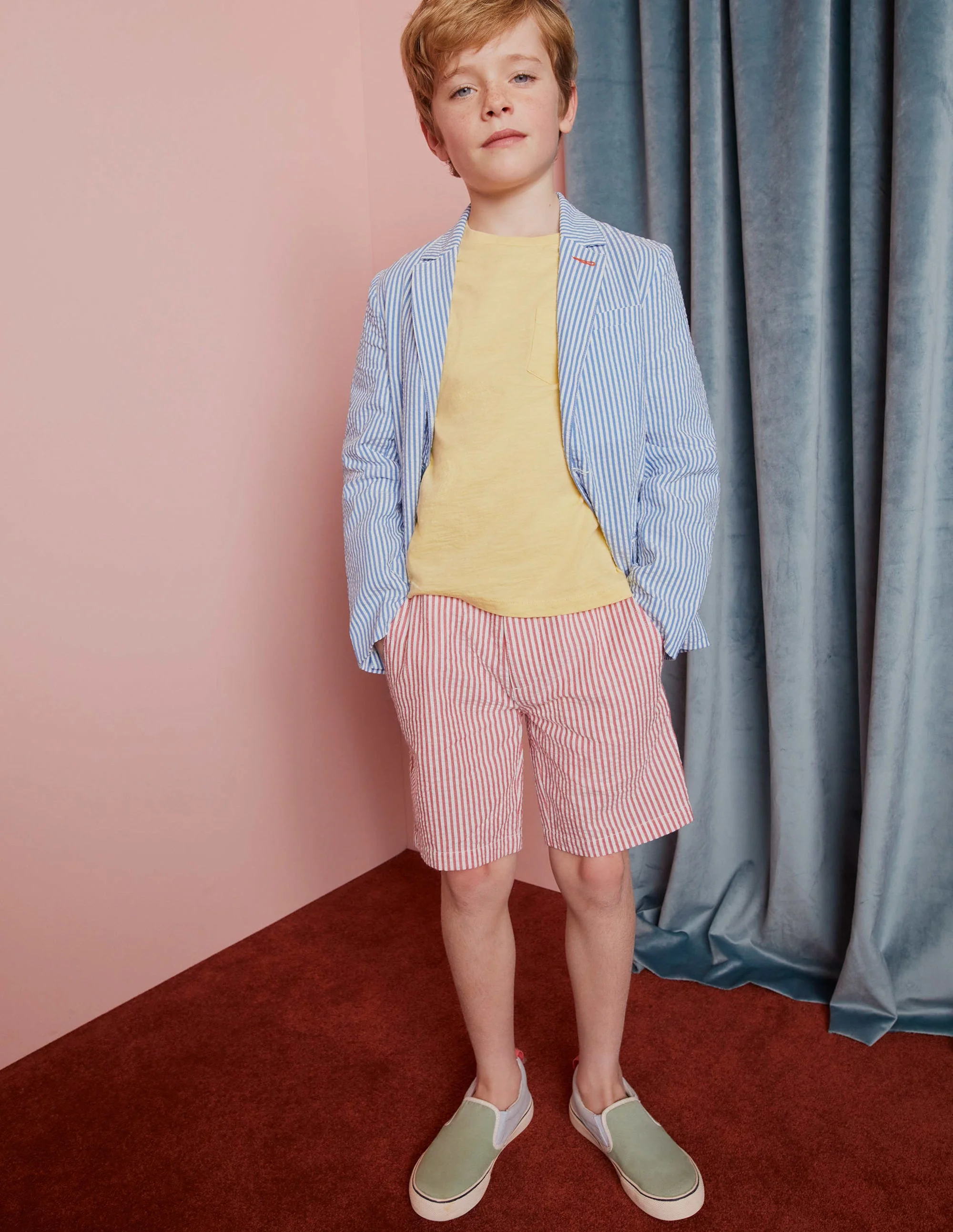 Seersucker Shorts-Jam Red/Ivory Stripe - Image 5