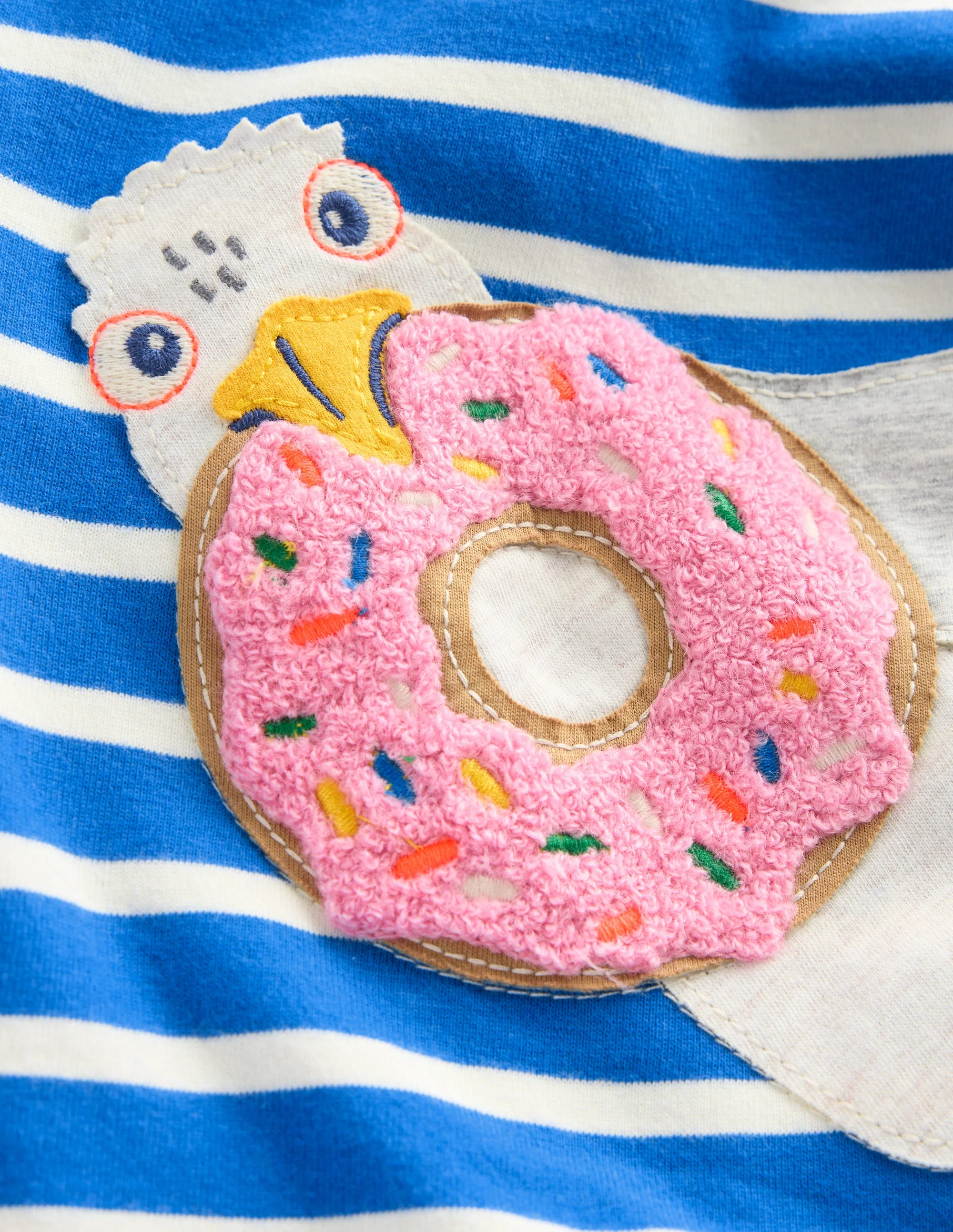 Short Sleeve Appliqué T-shirt-Gallery Blue Stripe Seagulls - Image 3
