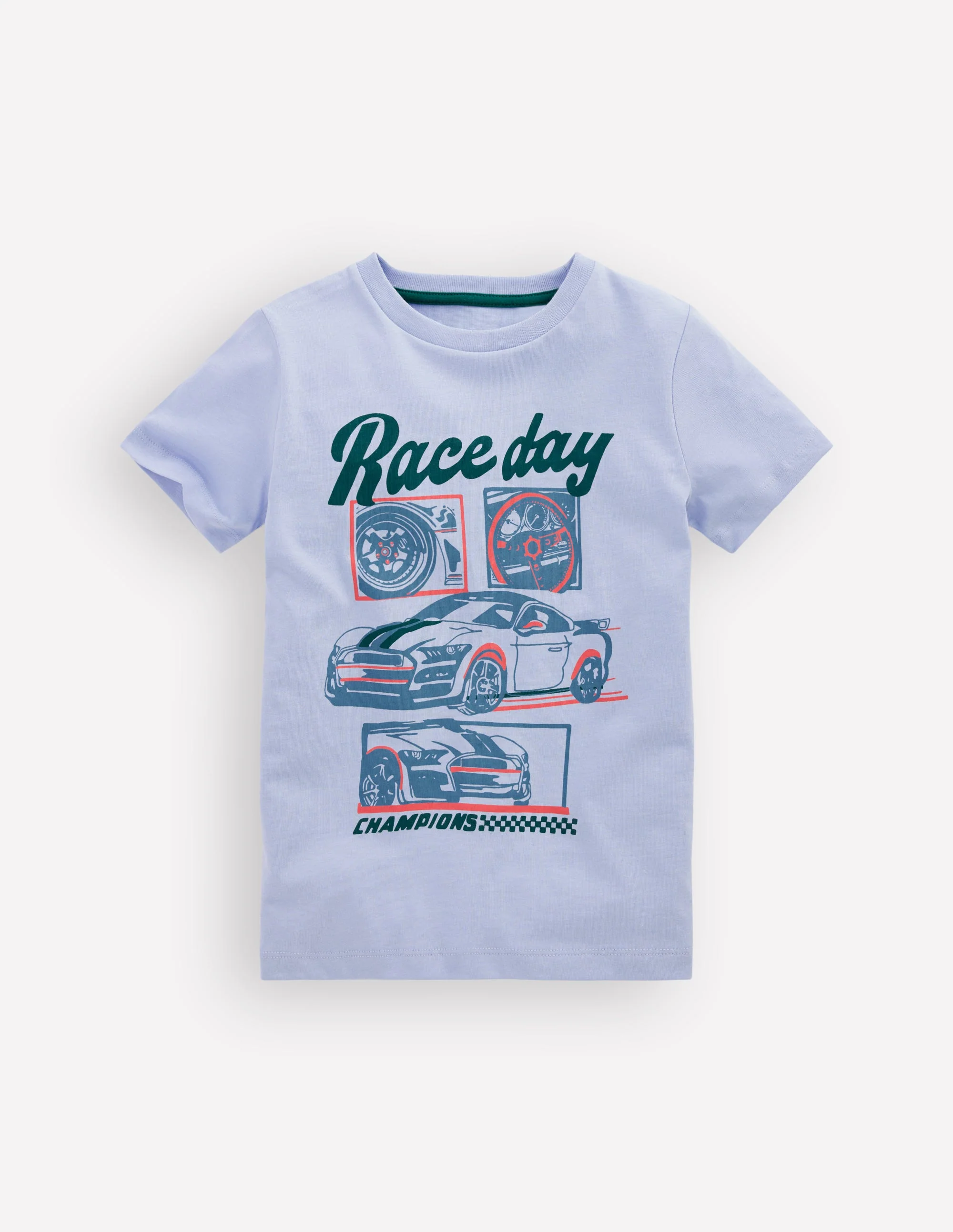 Short Sleeve Graphic T-shirt-Blue Race Cars - Image 2
