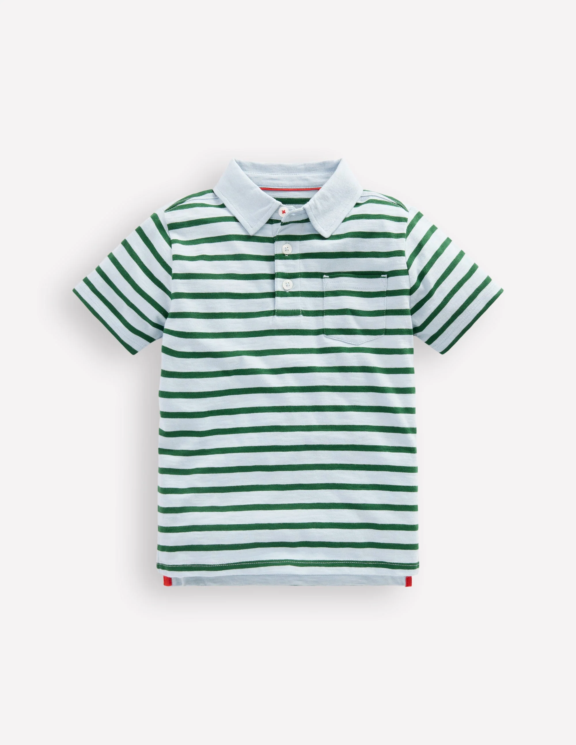 Slub Polo Shirt-Misty Blue/ Pine Green - Image 4