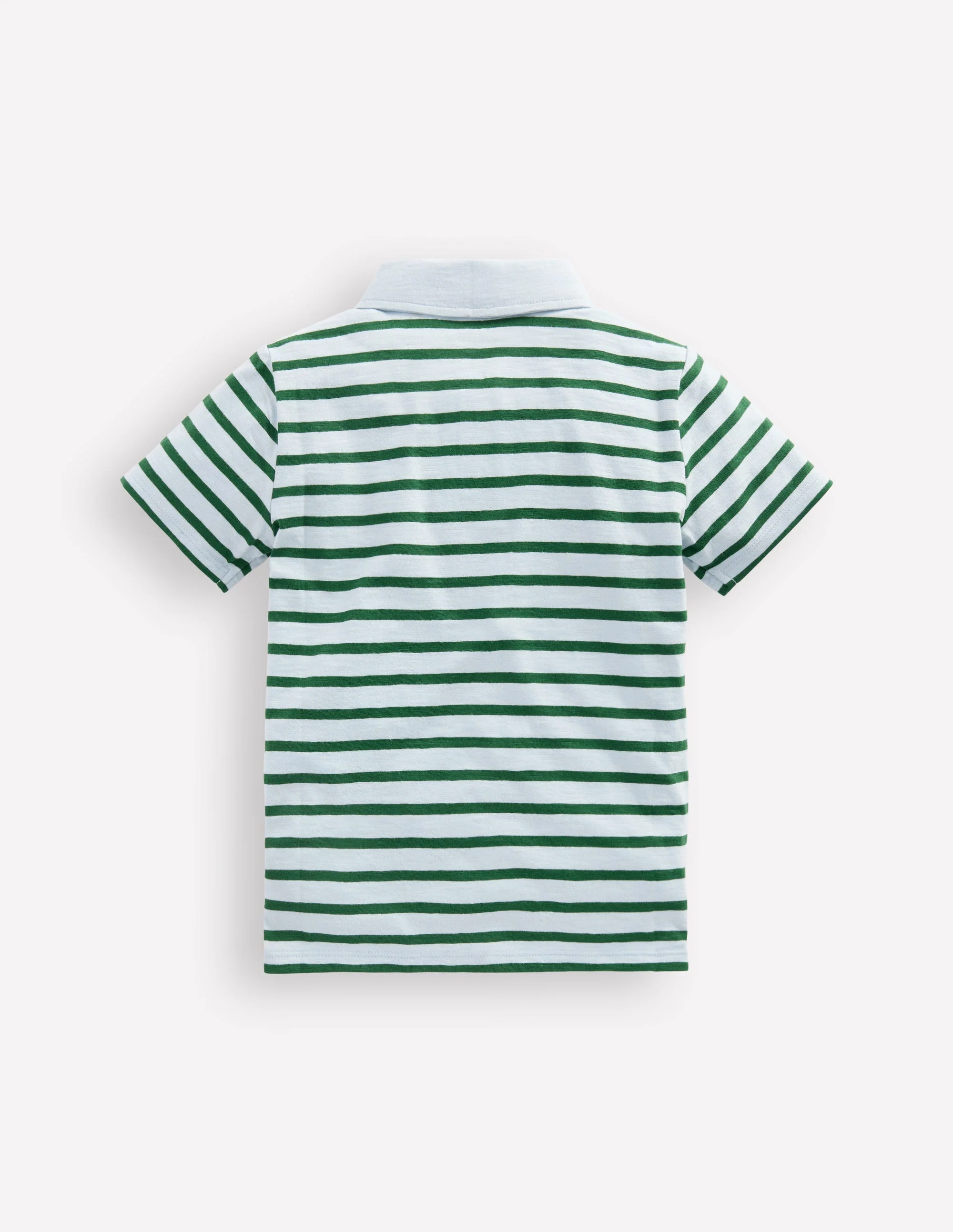 Slub Polo Shirt-Misty Blue/ Pine Green - Image 5