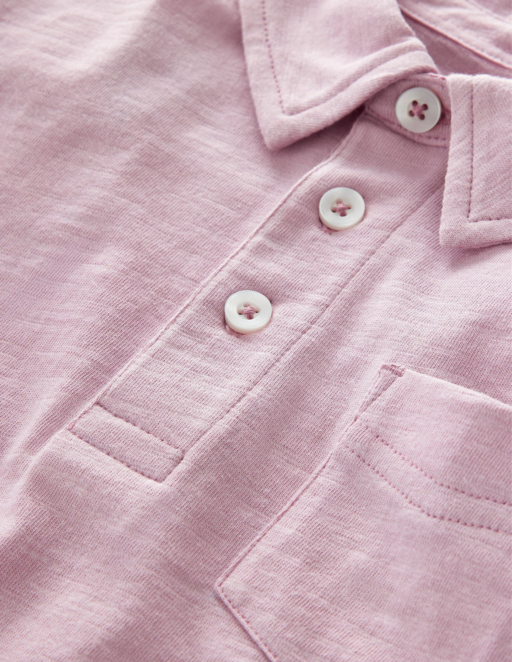 Slub Polo Shirt-Pink - Image 3