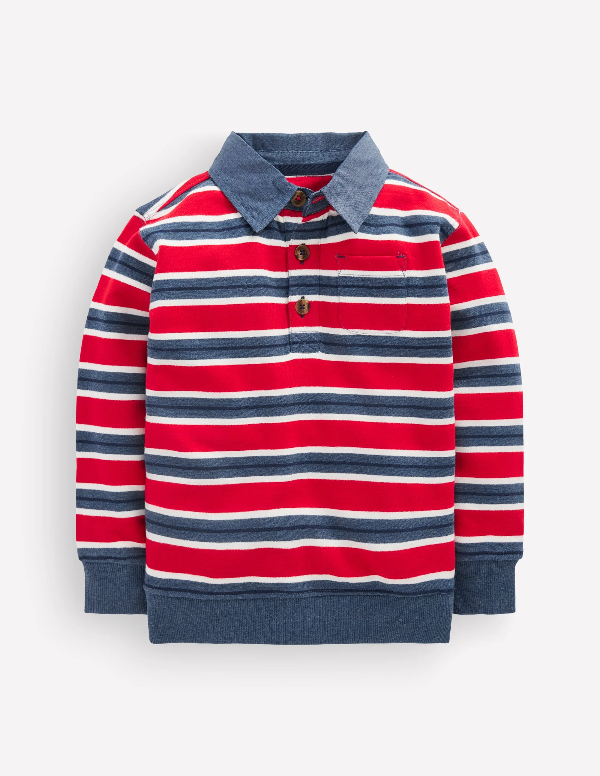 Smart Collared Sweatshirt-Blood Orange / Navy Marl