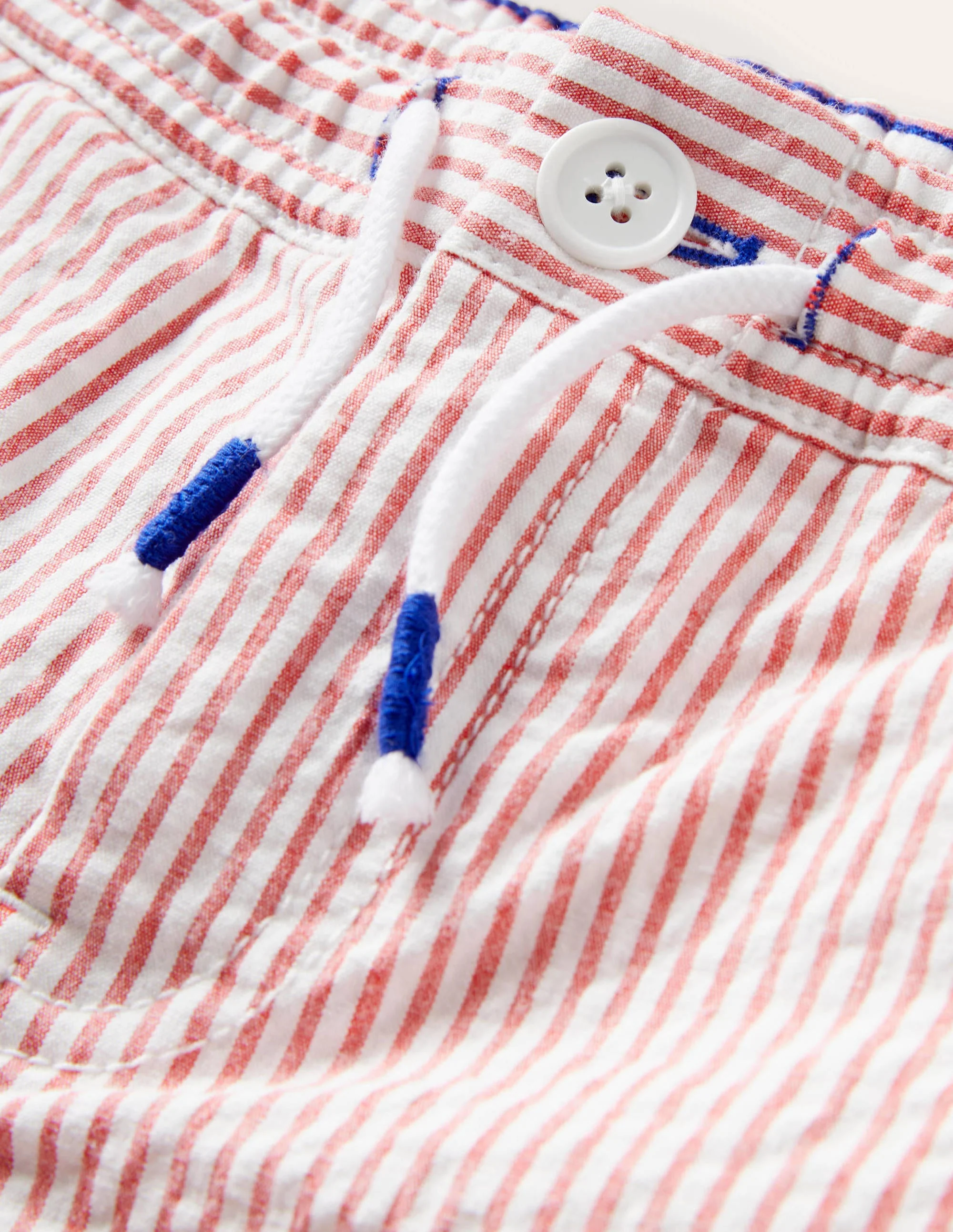 Smart Roll-Up Shorts-Strawberry Tart/ Ivory Ticking - Image 3
