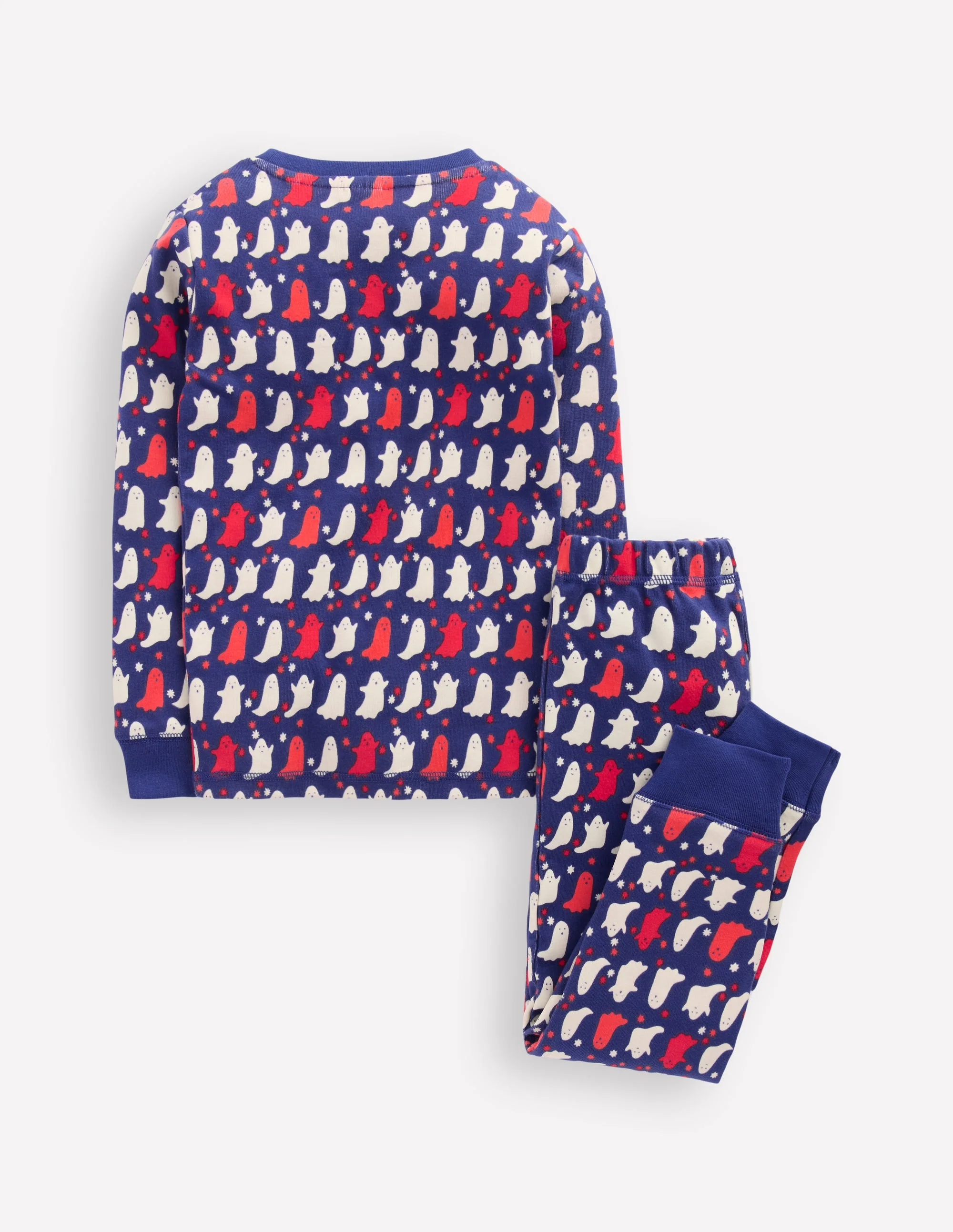 Snug Glow-in-the-dark Pajamas-Twilight Blue Spooky Ghosts - Image 2