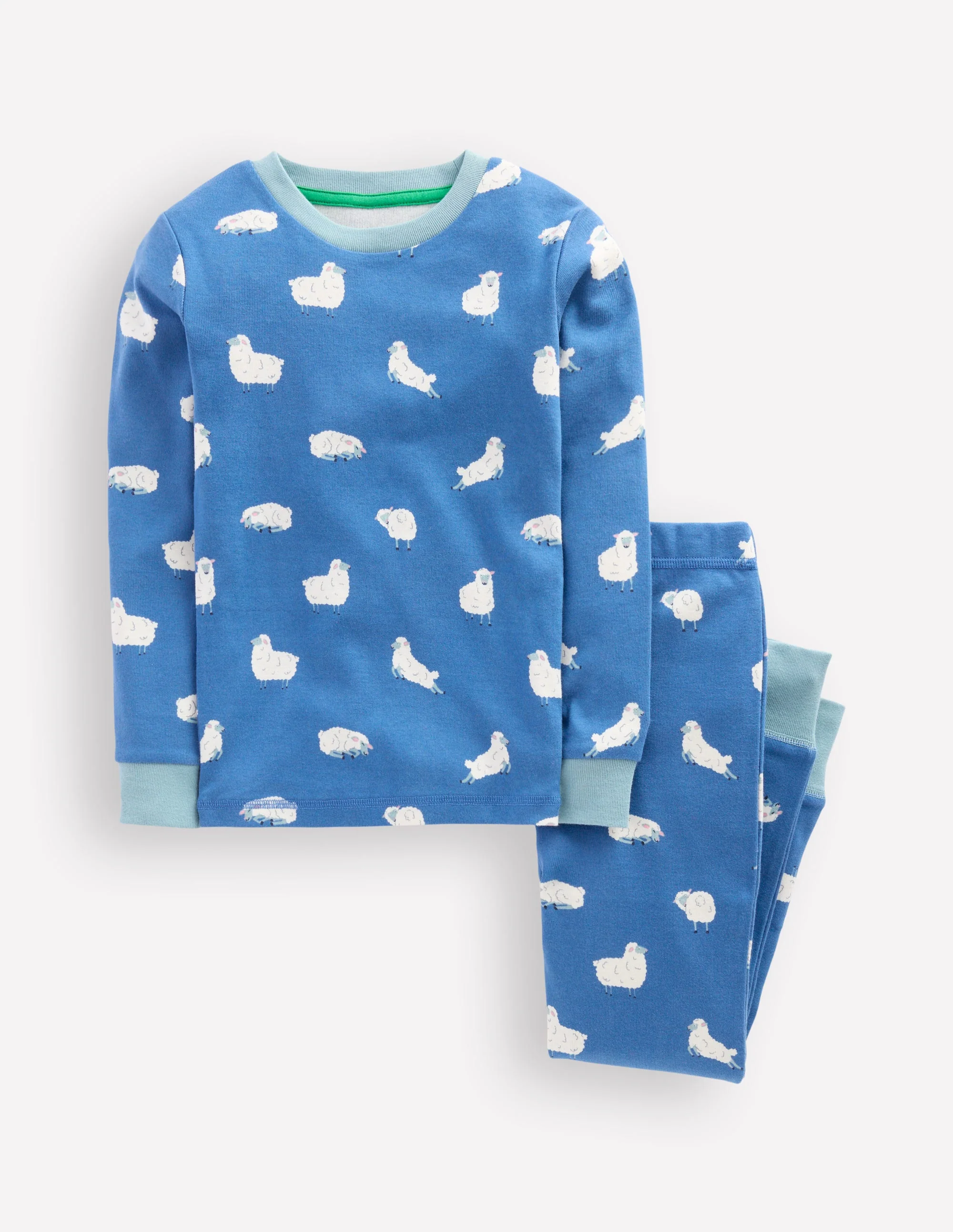 Snug Long John Pajamas-Bluejay Sheep