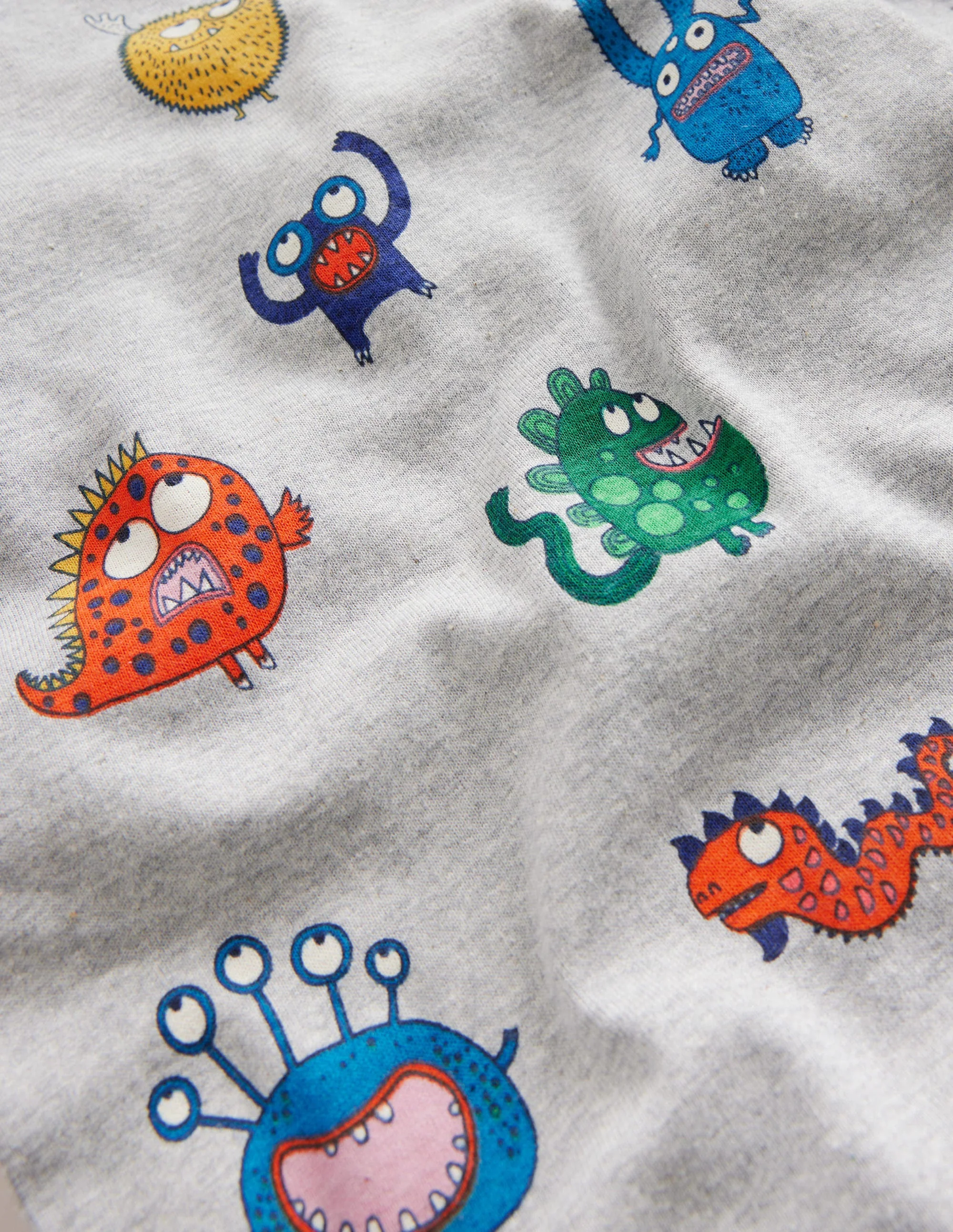 Snug Long John Pajamas-Grey Marl Monsters - Image 3