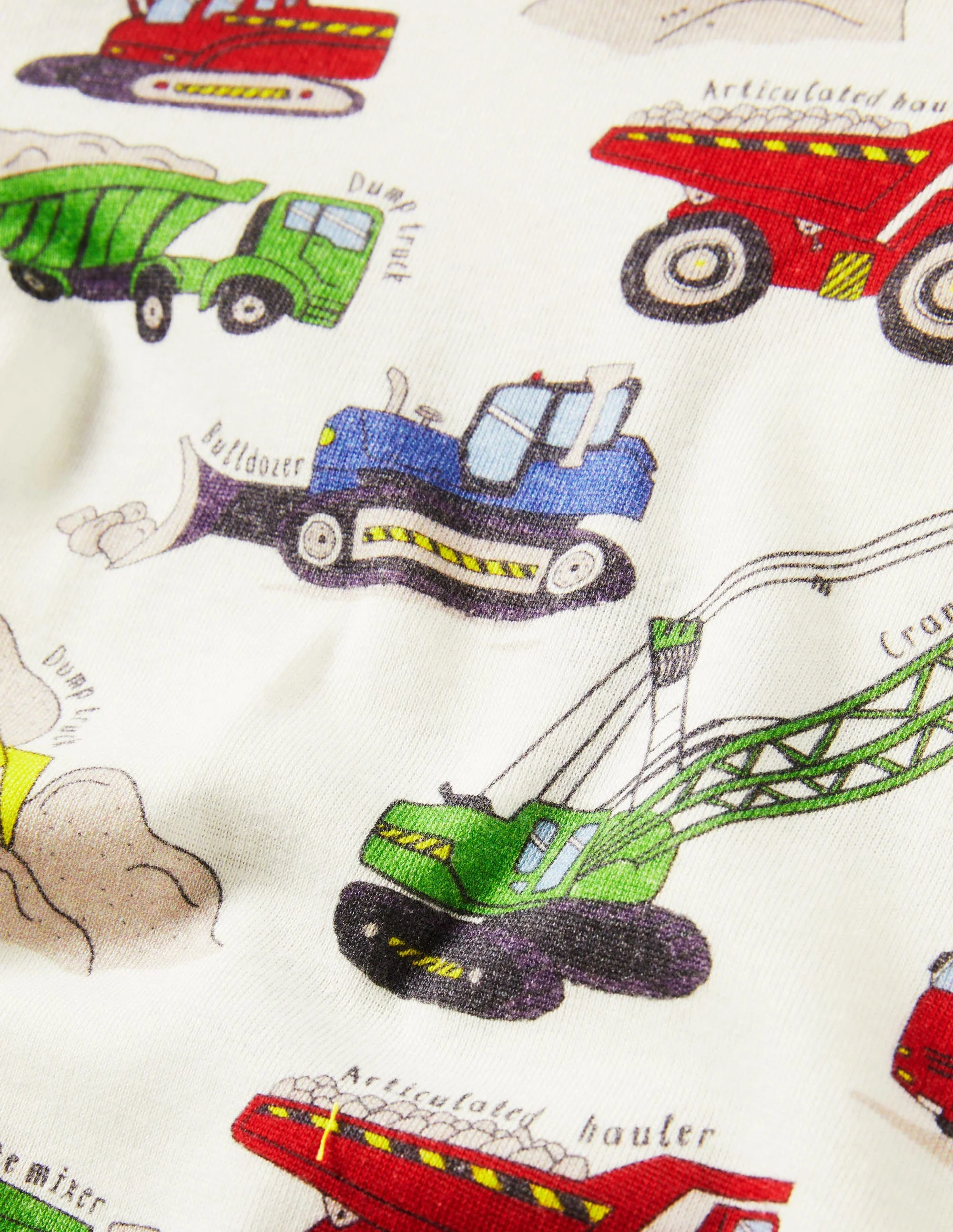 Snug Long John Pajamas-Ivory Dig It Construction - Image 3