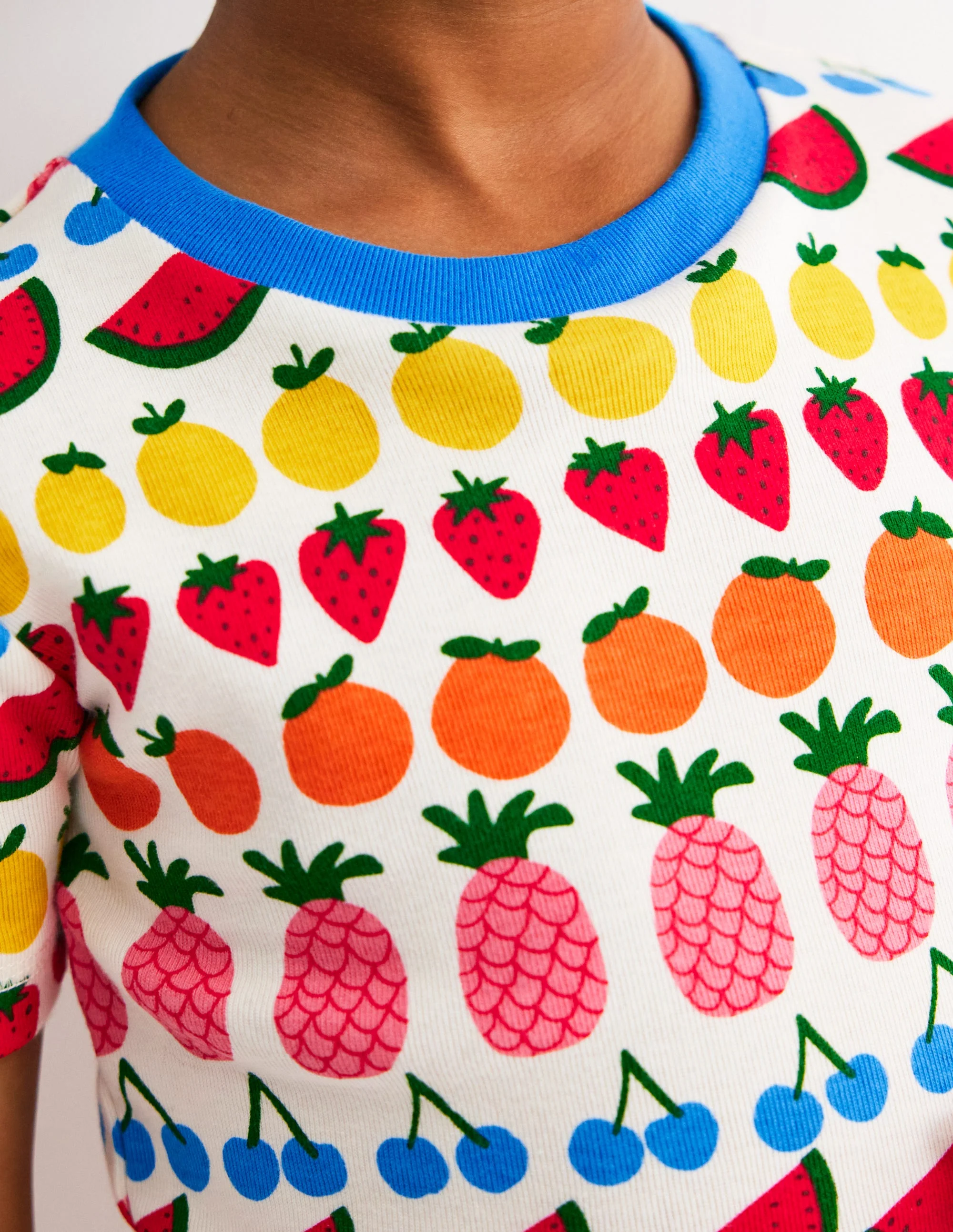 Snug Short John Pajamas-Fruit Stripe - Image 2