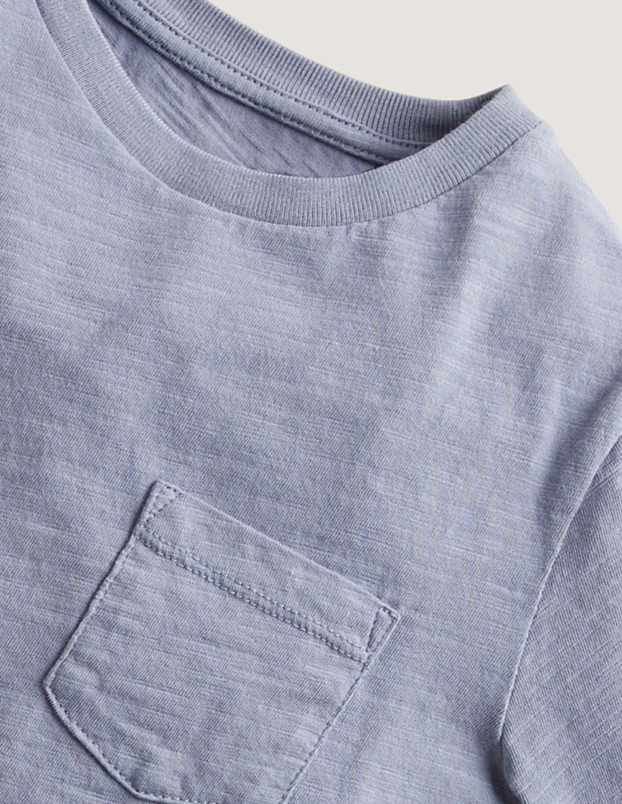 Striped Washed Slub T-shirt-Ash Blue - Image 3