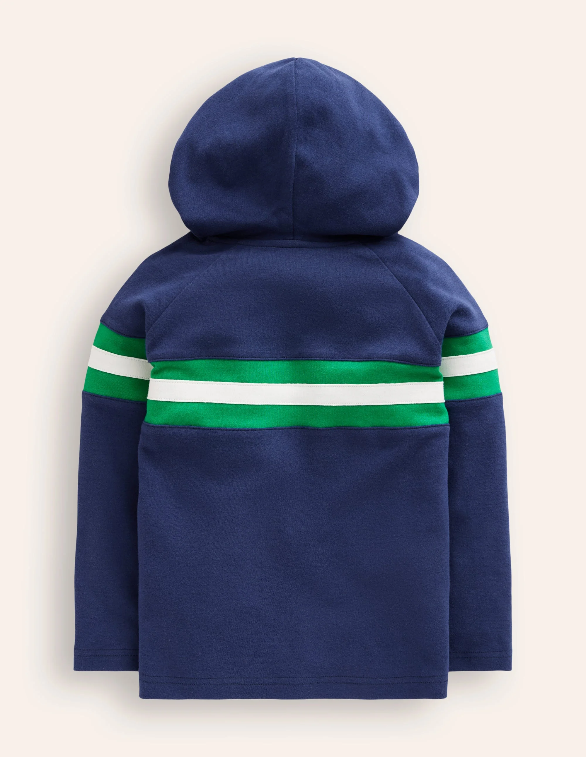 Supersoft Hooded Raglan-College Navy Chest Stripe - Image 2