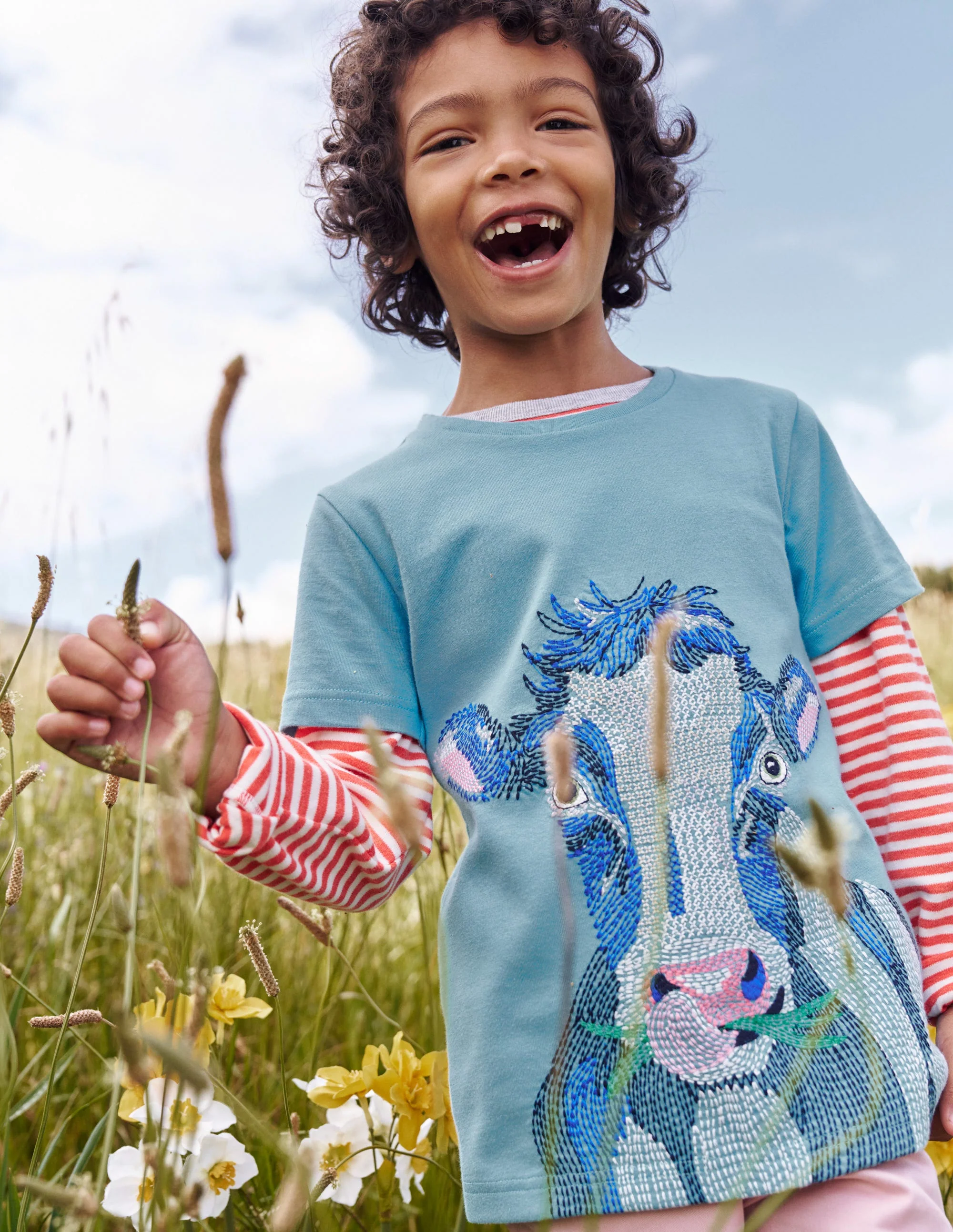 Superstitch Animal T-shirt-Dephinium Blue Cow - Image 4