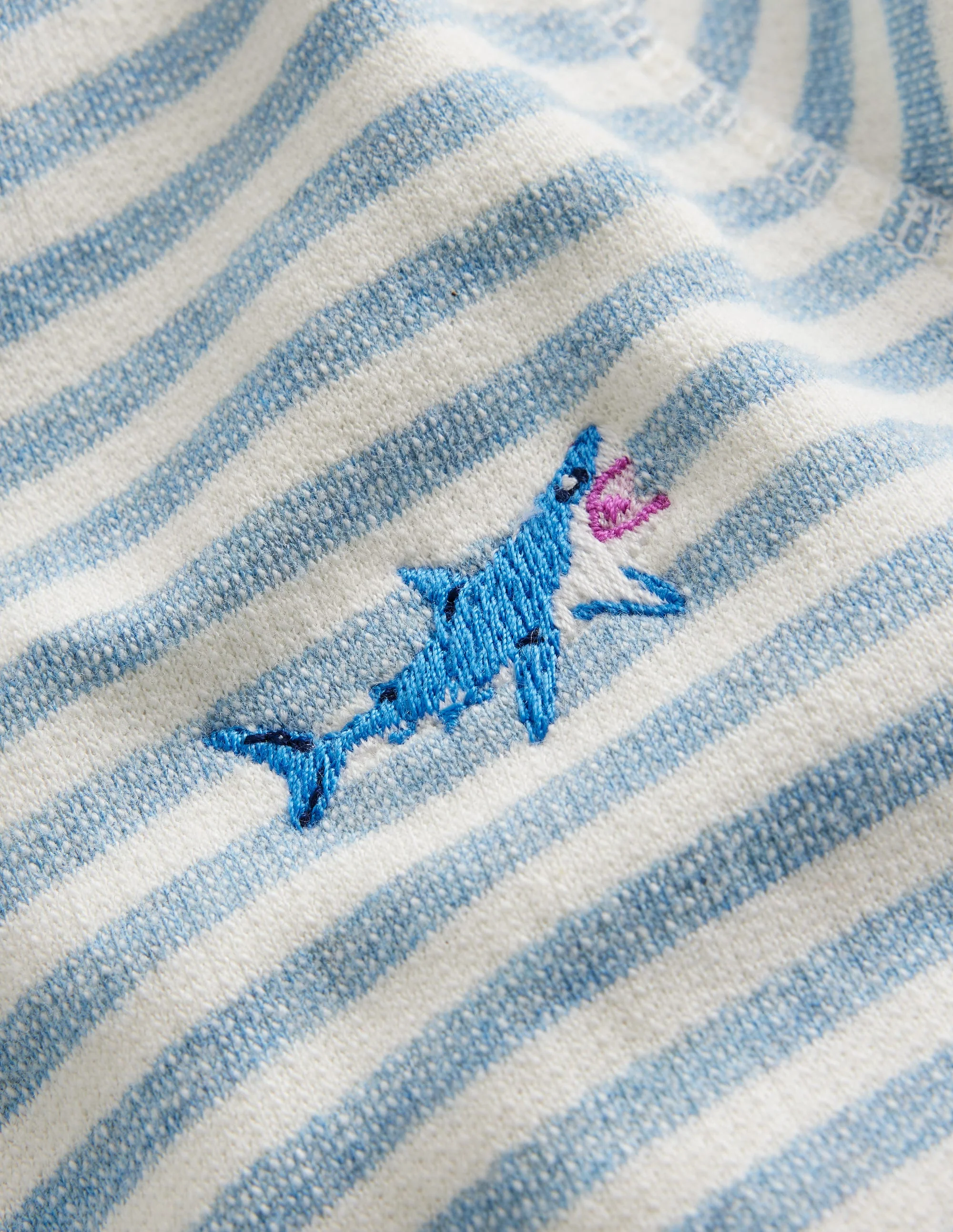 Textured Stripe Hoodie-Duck Egg Blue/Ivory - Image 3