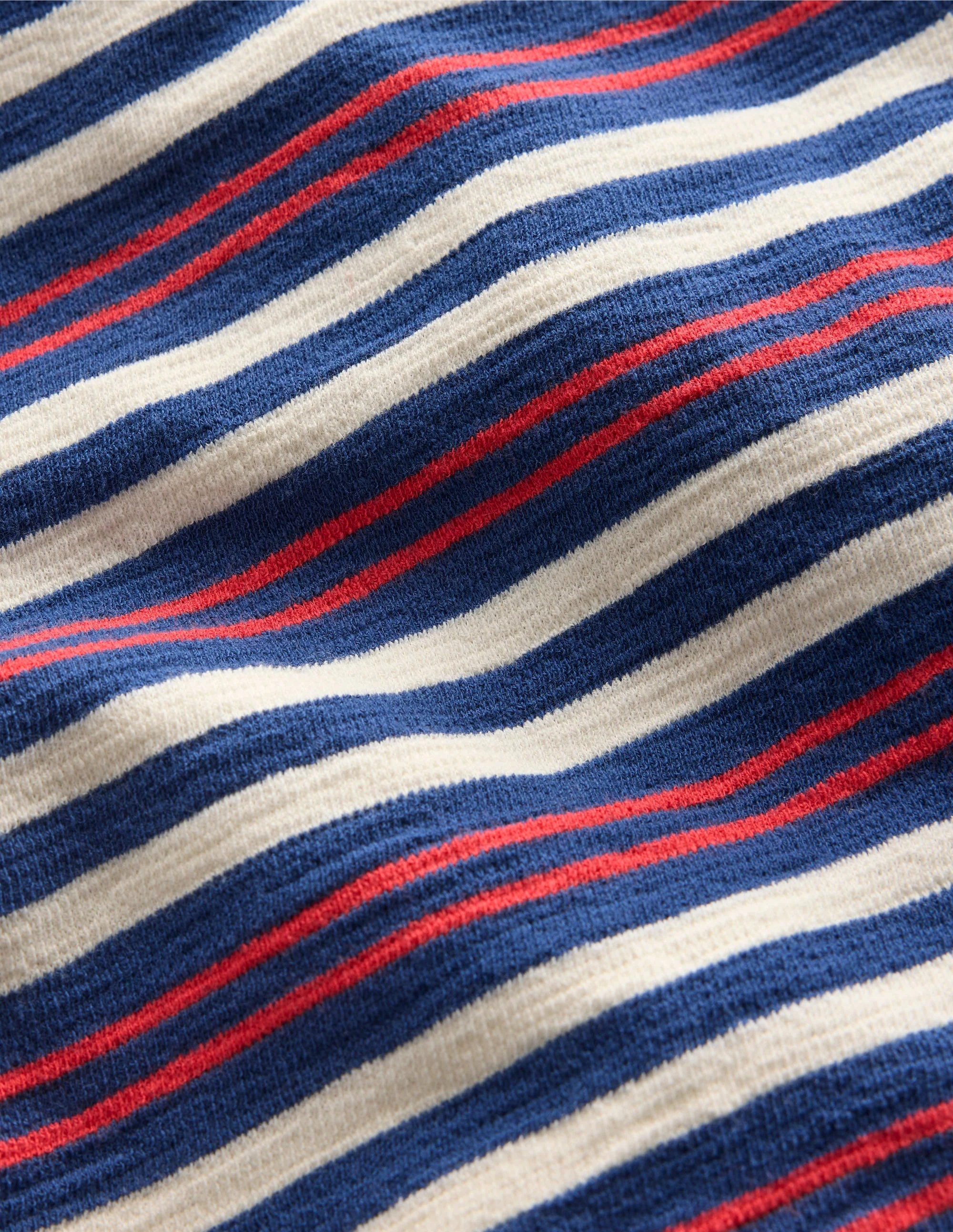Textured Striped T-shirt-Denim Blue / Jam Red - Image 5