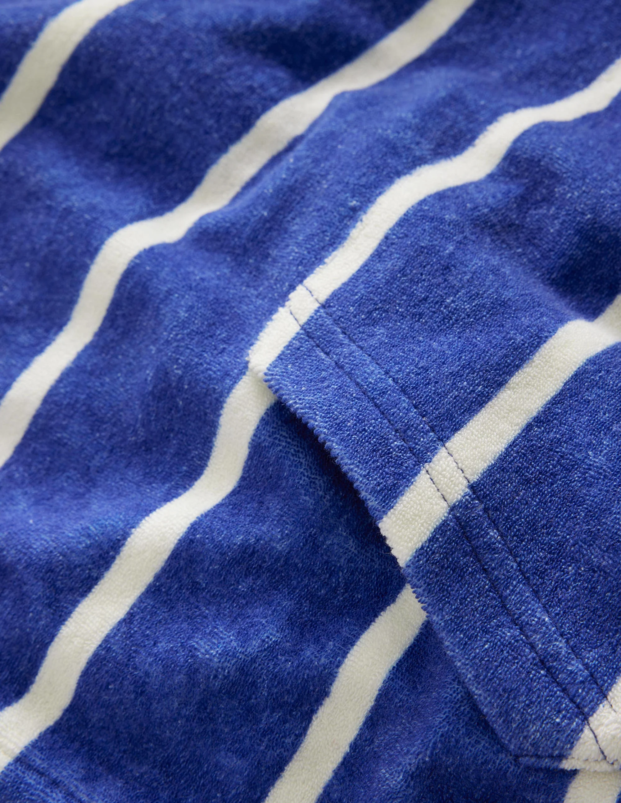 Towelling Hoodie-Sapphire Blue/Ivory Stripe - Image 3