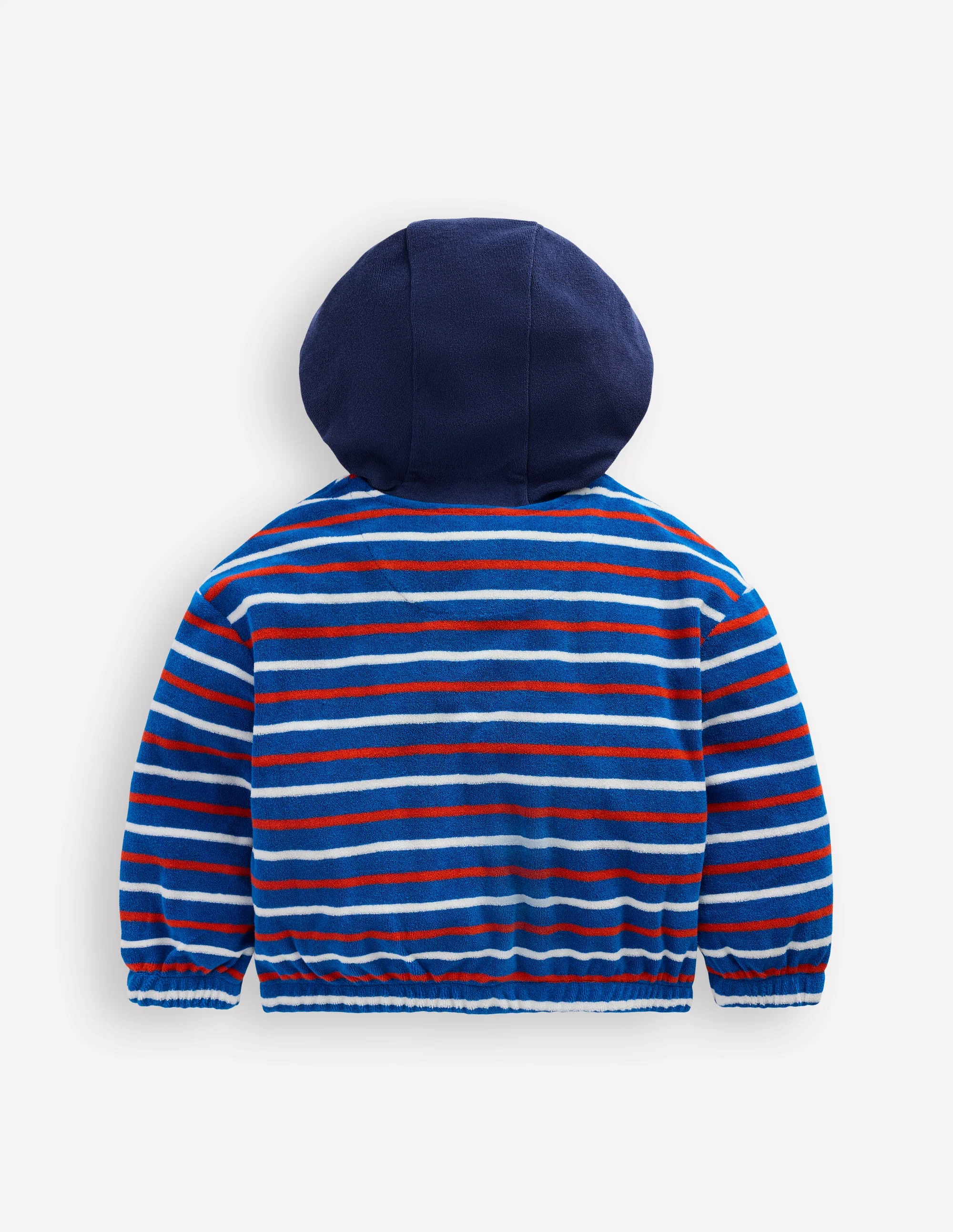 Towelling Zip-through Hoody-Blue Multi Stripe - Image 2