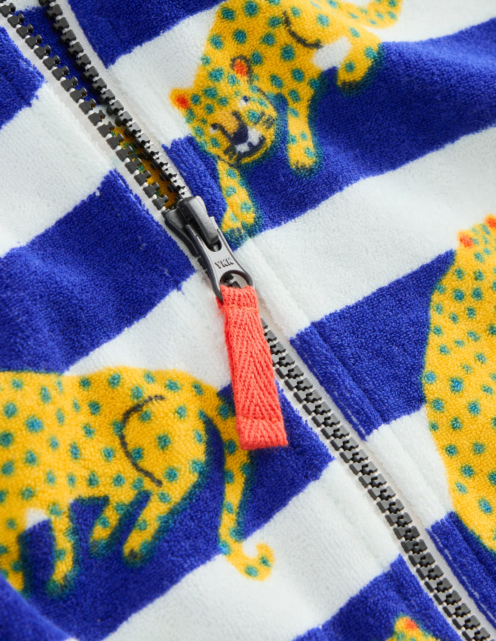 Towelling Zip-Up Throw-On-Bright Blue Leopard Stripe - Image 3