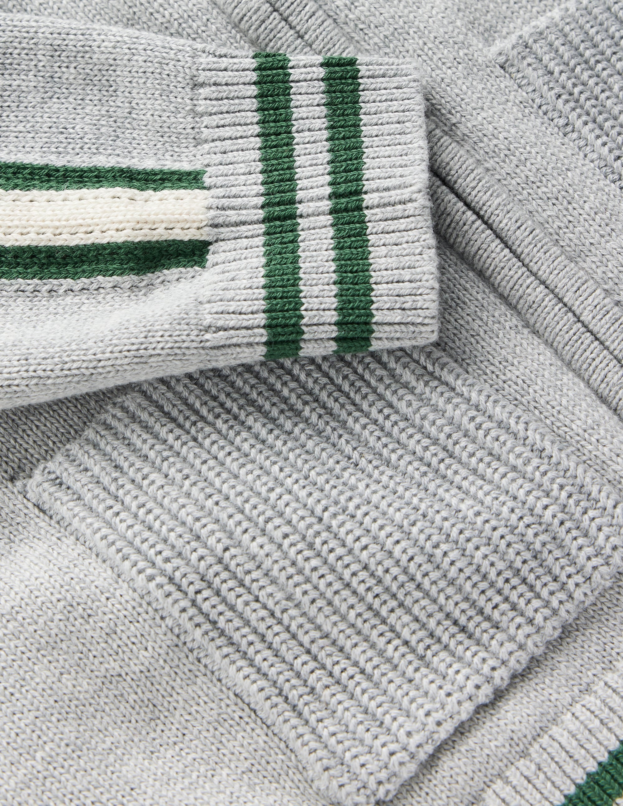 Varsity Zip-through Sweater-Grey Marl - Image 3