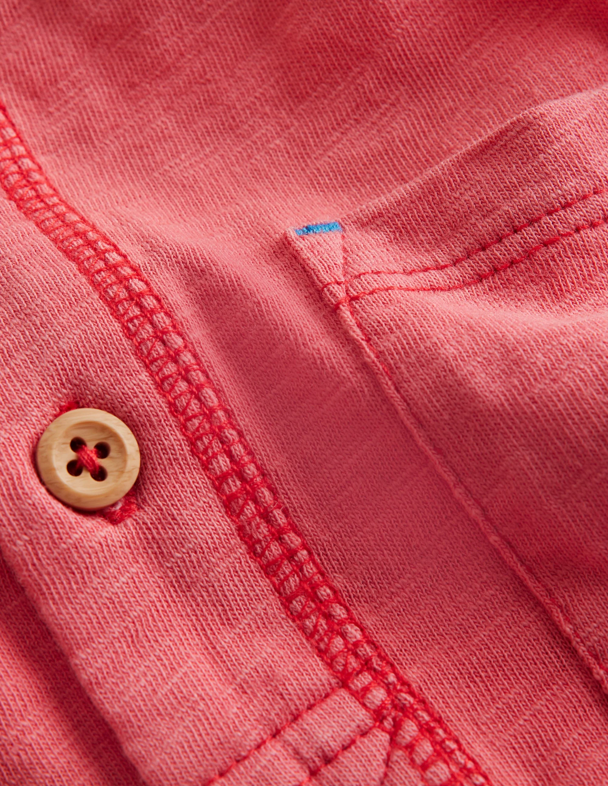 Washed Cotton Henley T-shirt-Jam Red - Image 3