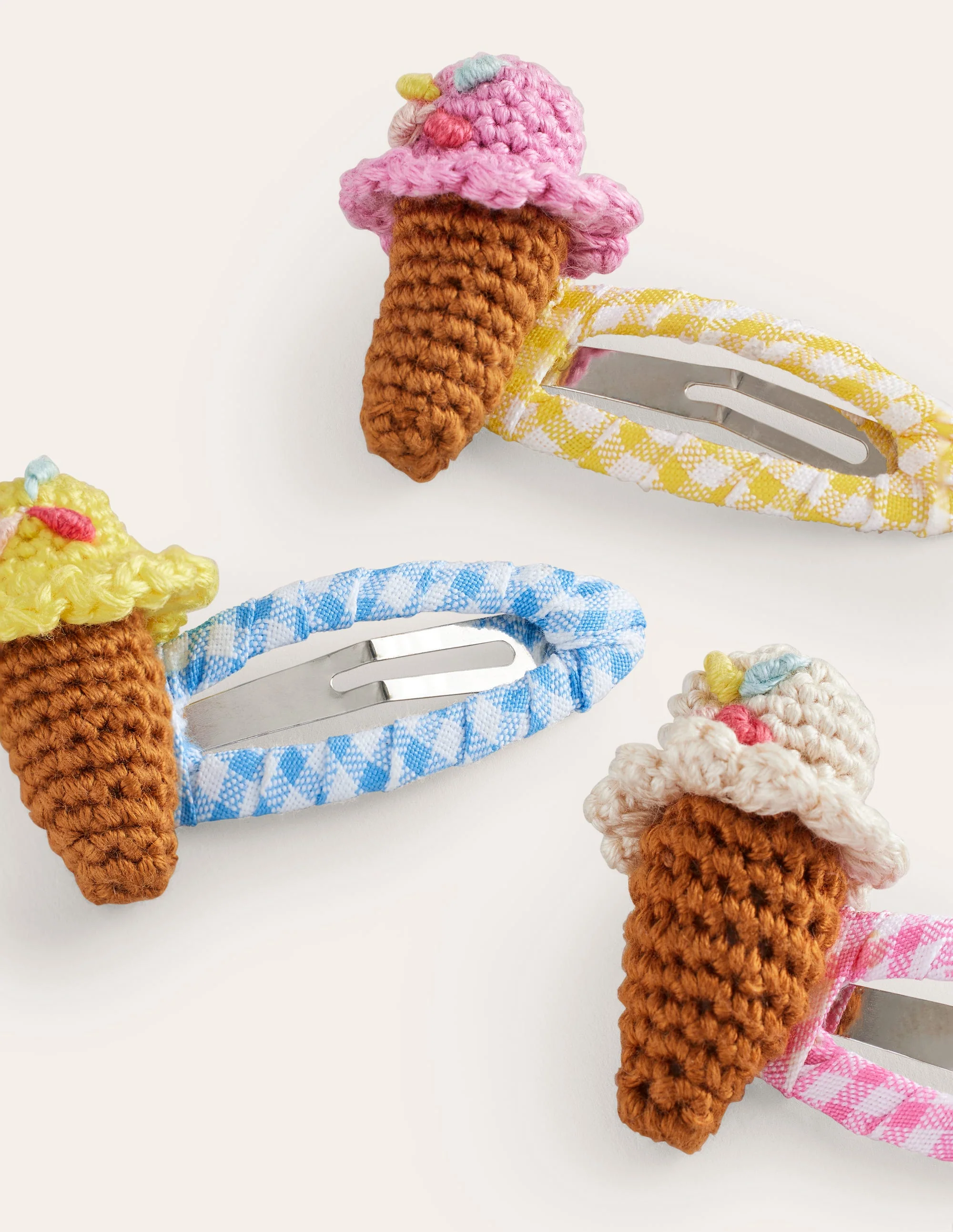 3 Pack Hair Clips-Gingham Ice Creams - Image 2