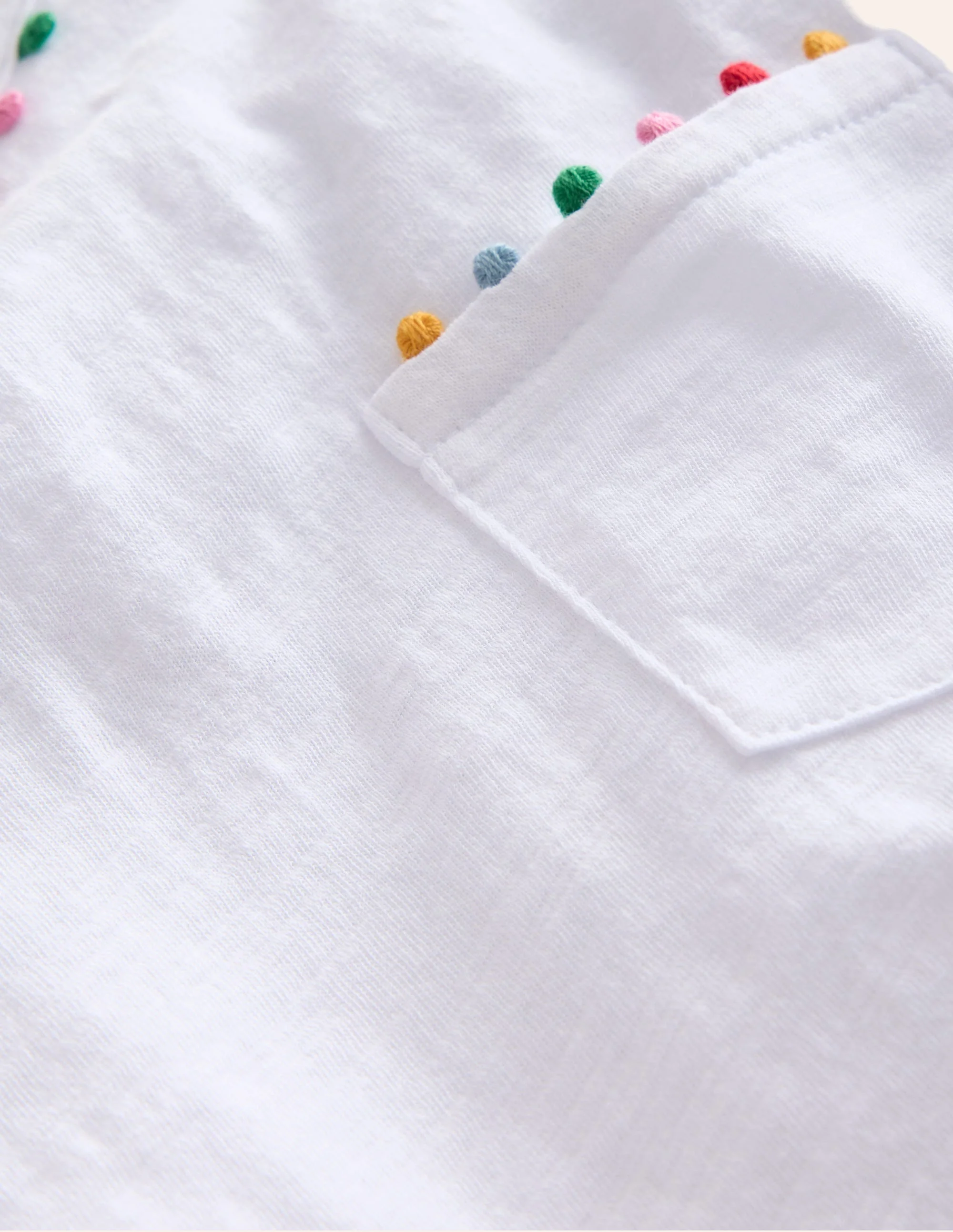 Ali Long Sleeve Pom T shirt-White - Image 3