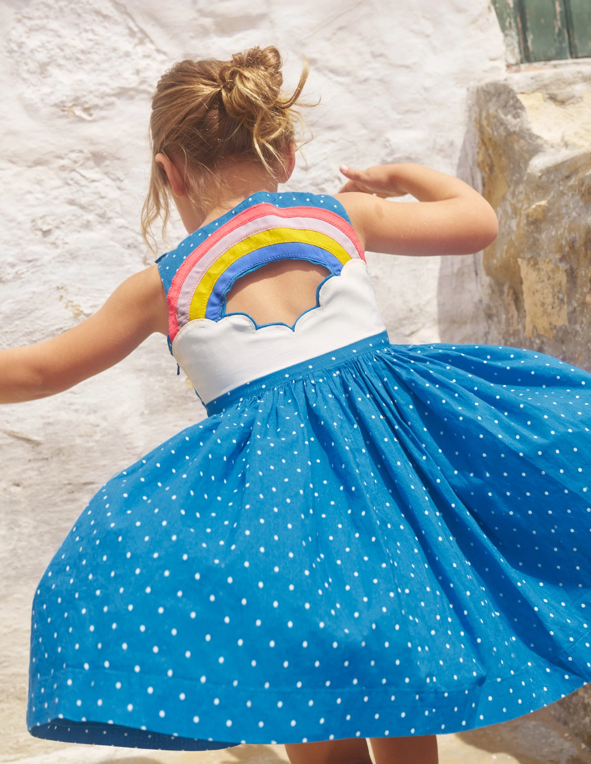 Appliqué Back Dress-Blue Rainbow - Image 4