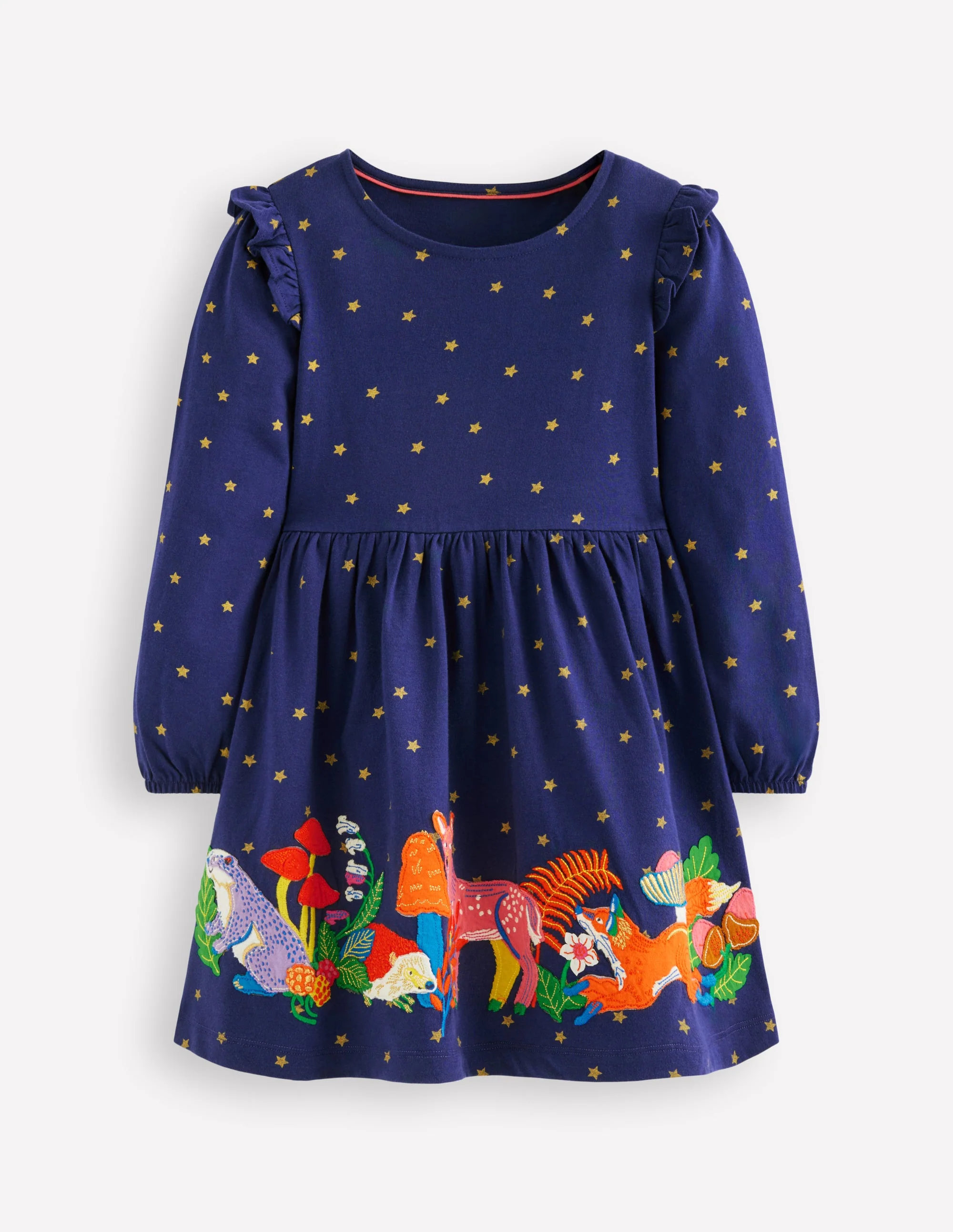 Appliqué Jersey Dress-College Navy Animals
