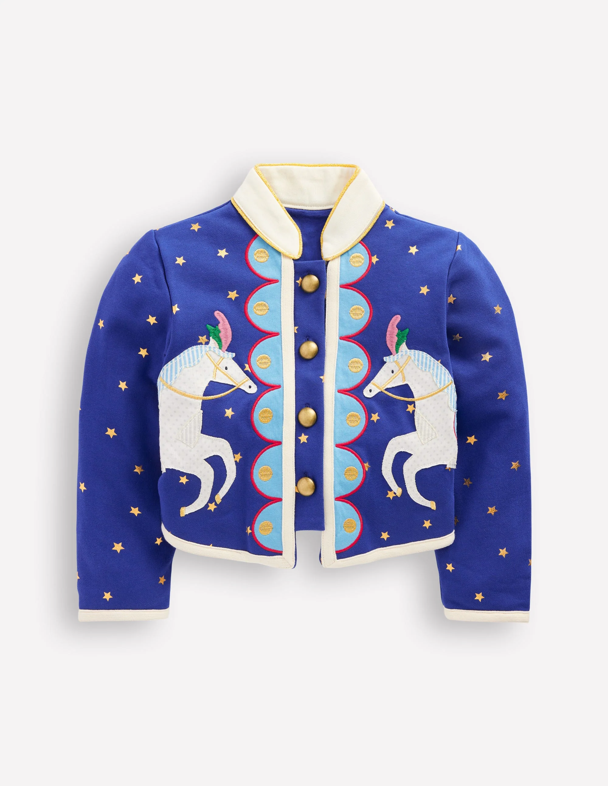 Appliqué Military Jacket-Navy Circus Horses