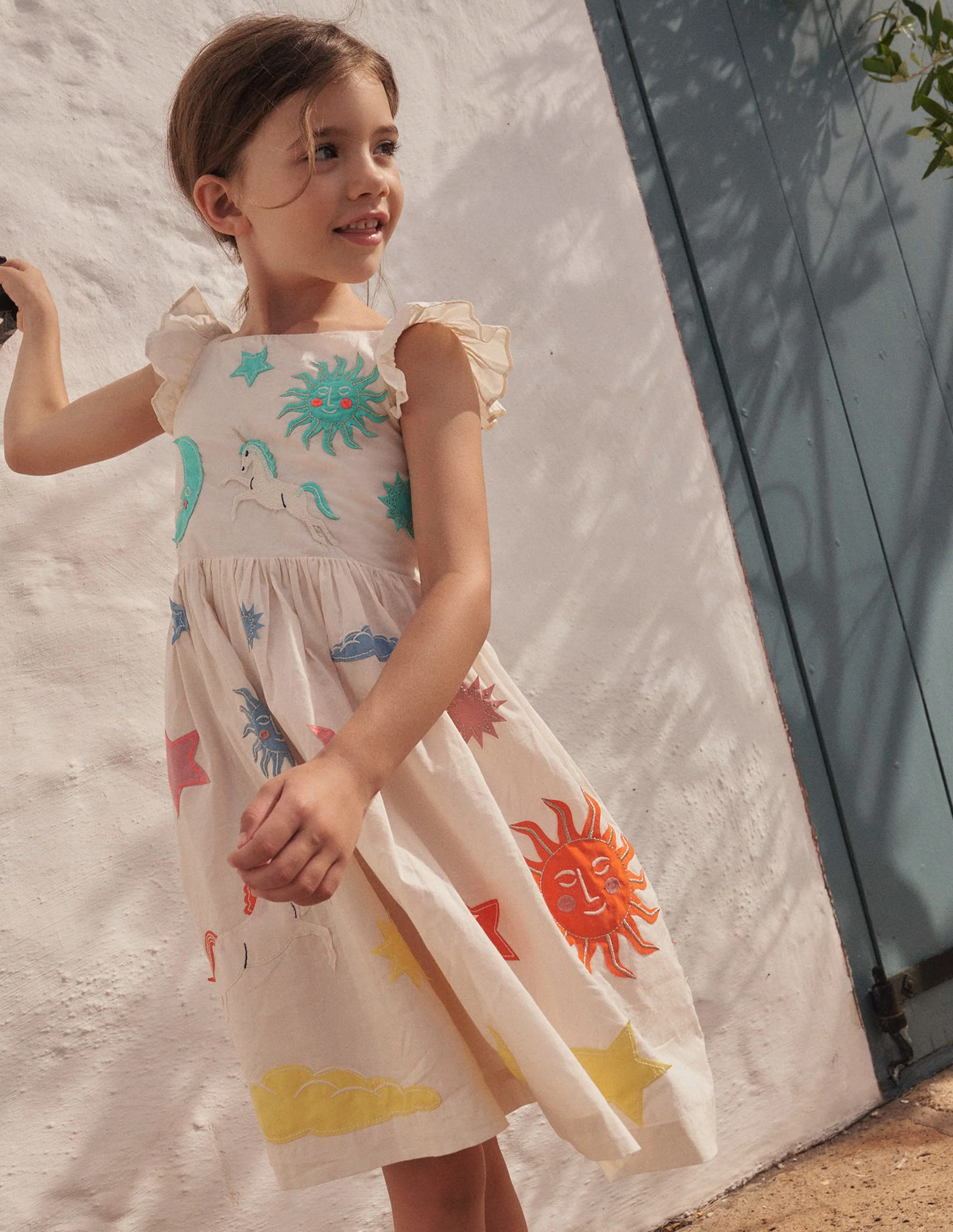 Appliqué Woven Dress-Vanilla Pod - Image 3