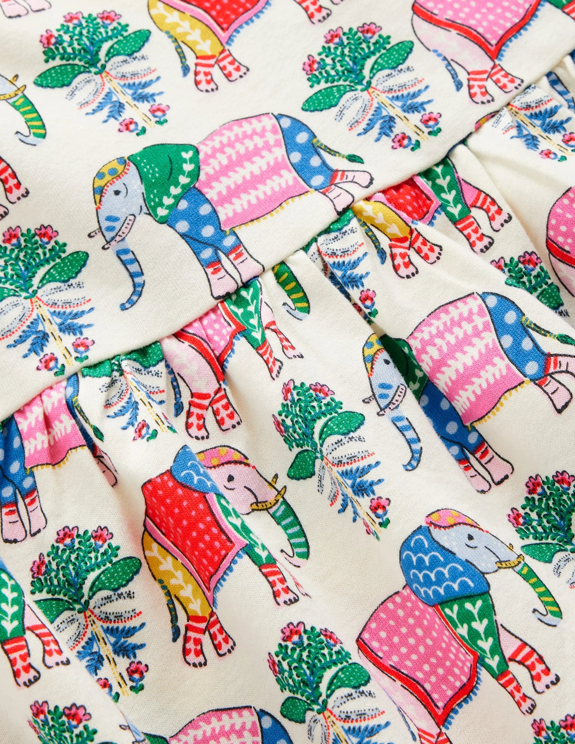 Ariel Twirly Jersey Dress-Multi Elephant Woodblock - Image 3
