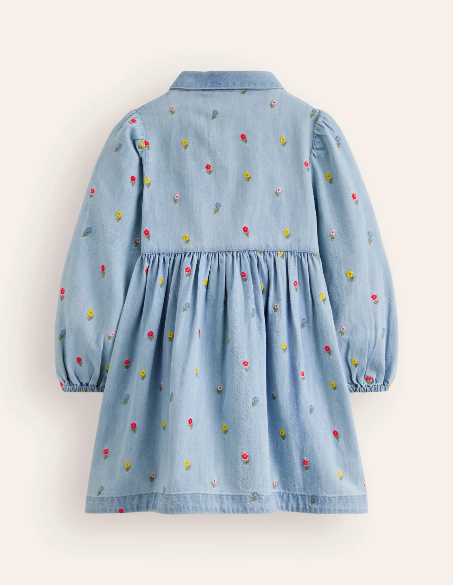 Aubrey Puff Sleeve Shirt Dress-Mid Vintage Denim Flower - Image 2