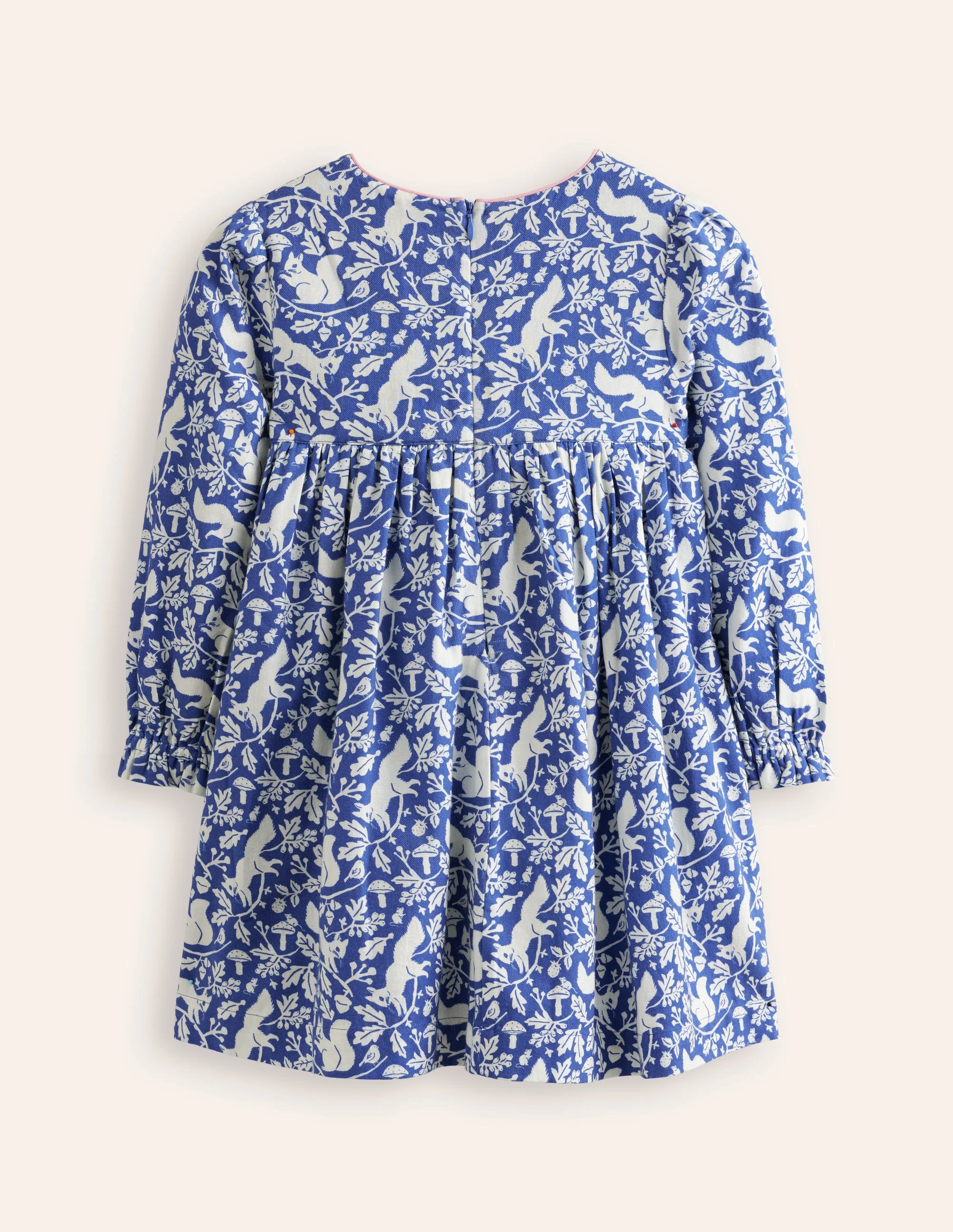 Bess Cosy Smocked Dress-Sapphire Woodland Squirrel - Image 2